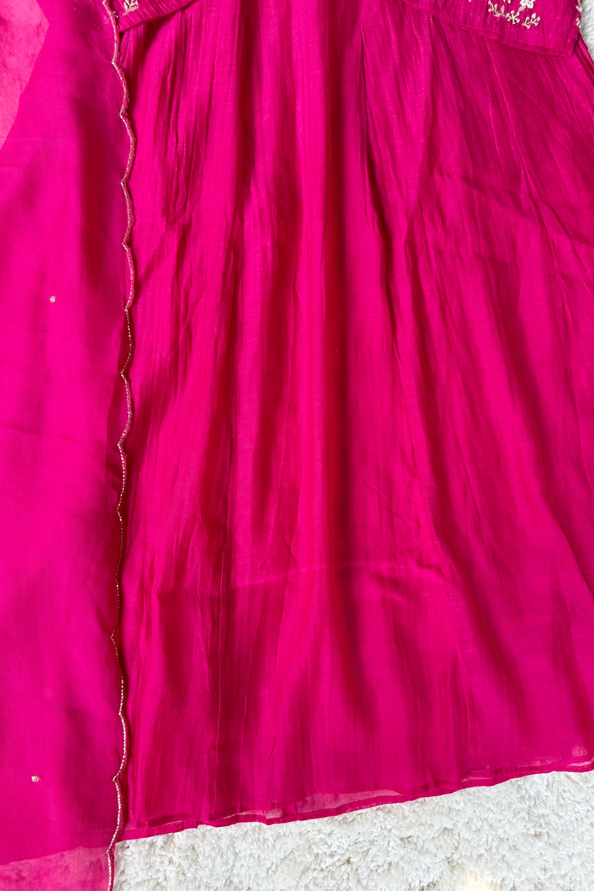 ✨Ay10- Beautiful Pink Mul Chanderi A Line Kurta set 💕