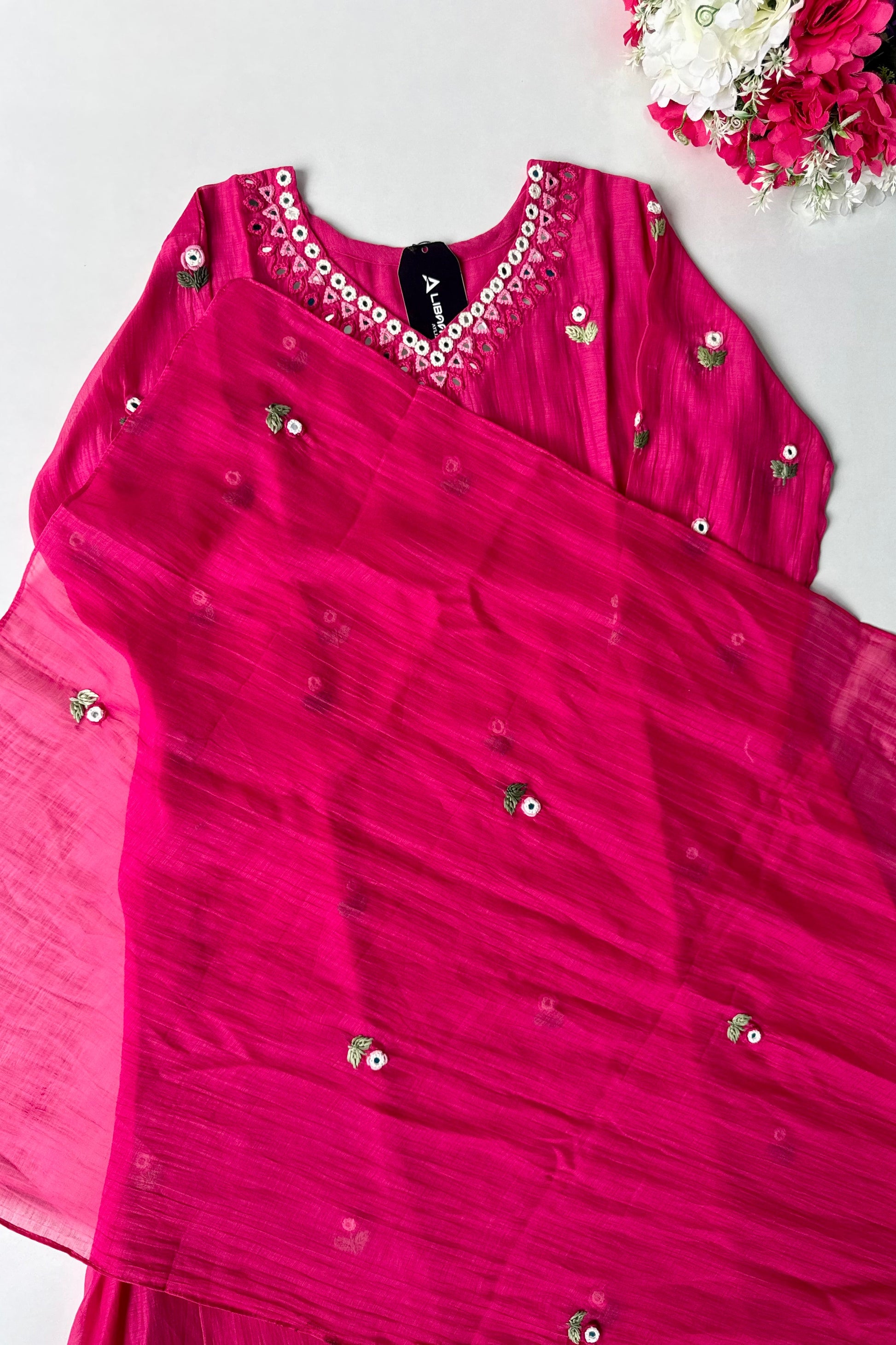 ✨”Ruby - Premium Pink Mul Chanderi A-Line Kurta Set 💕