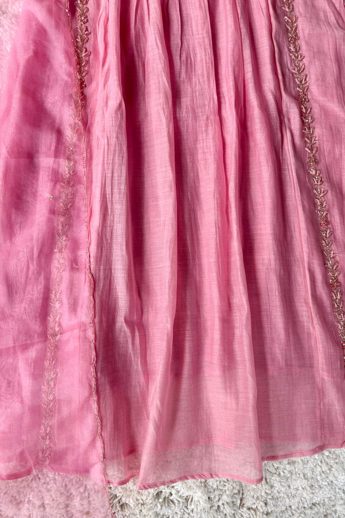 “Ayza” Premium Blush Rose Pink  Mul Chanderi A Line Suit set