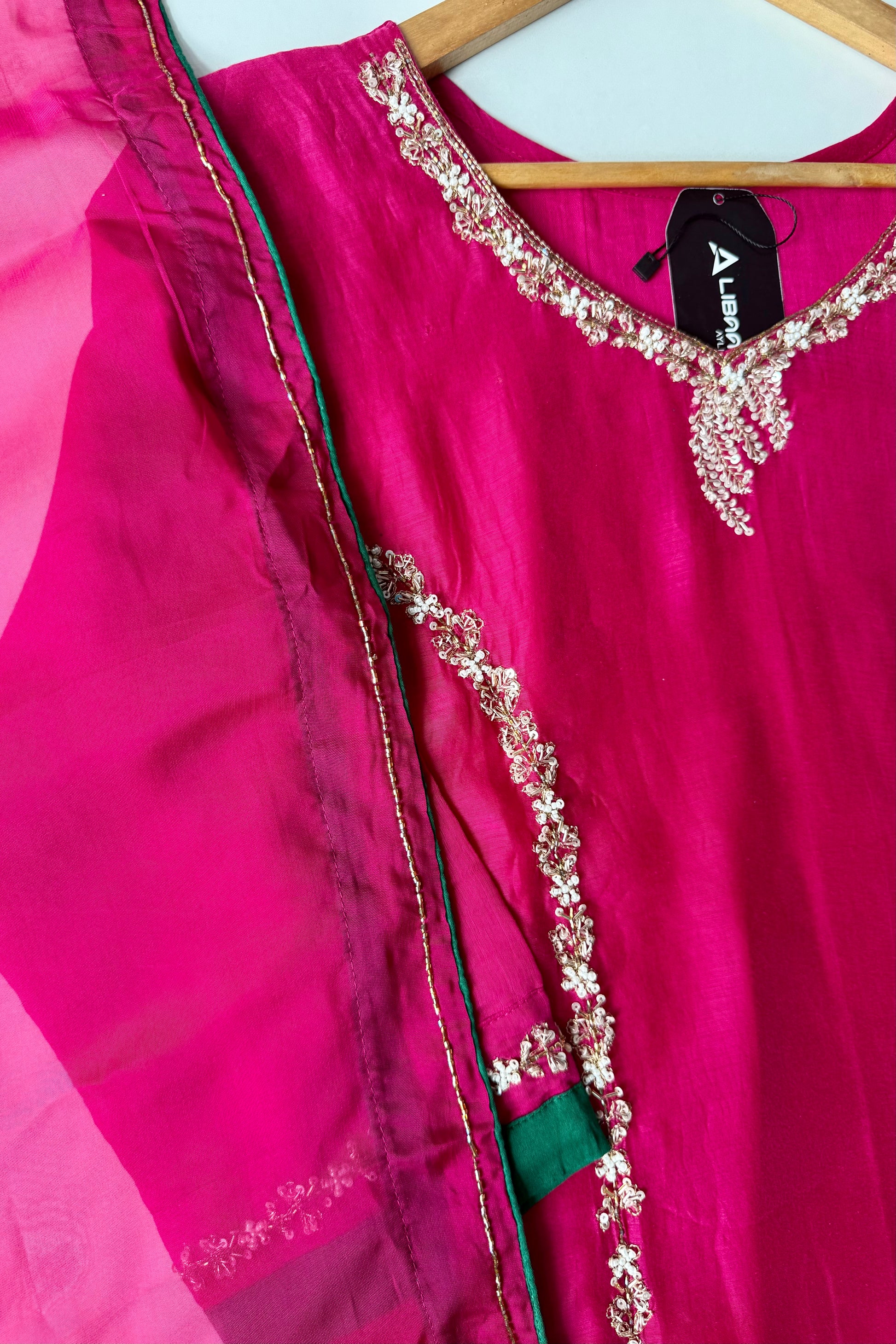 ✨”Maya - Premium Pink Mul Chanderi A-Line Kurta Set