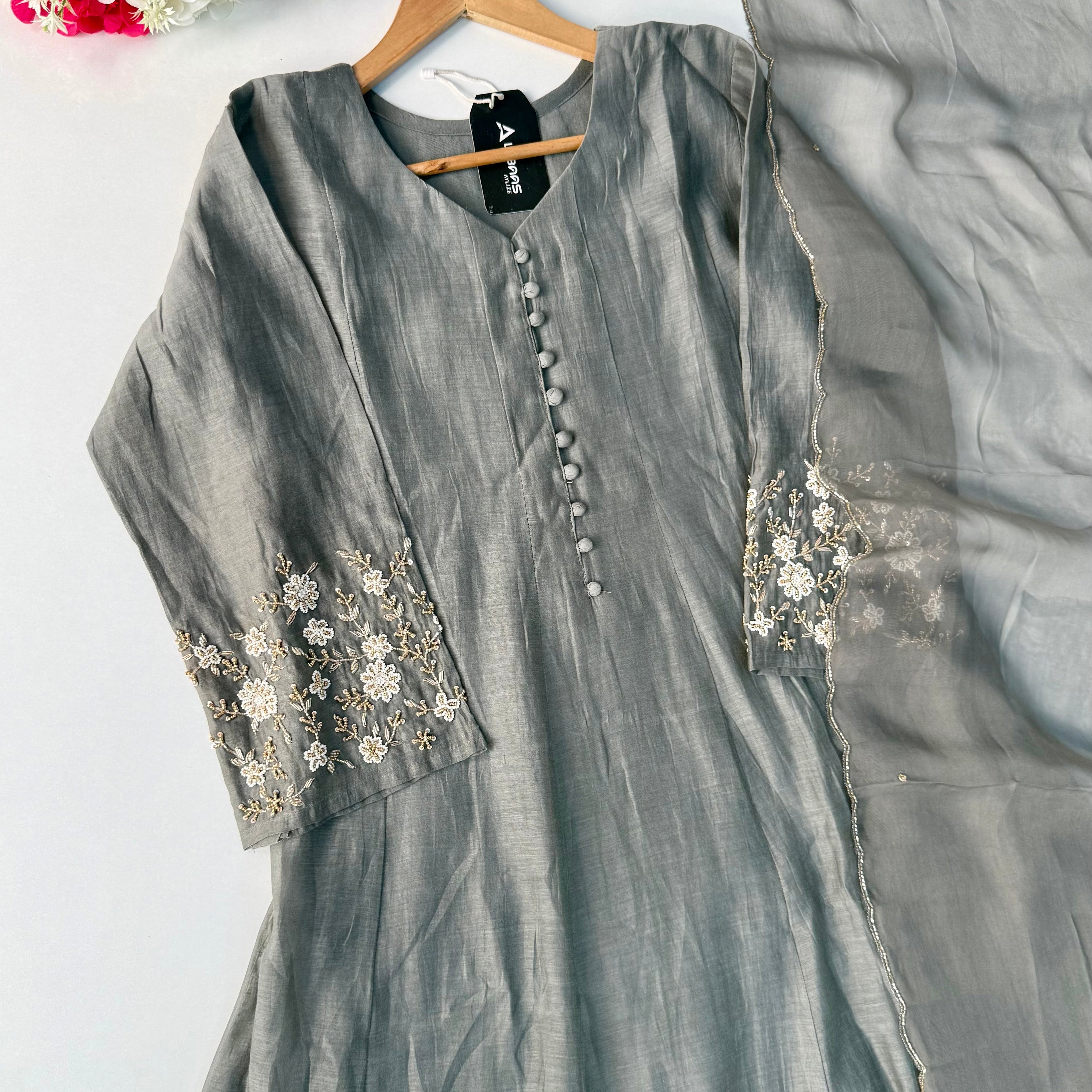 ✨Ay10- Pre Book Beautiful Mul Chanderi A Line Kurta set