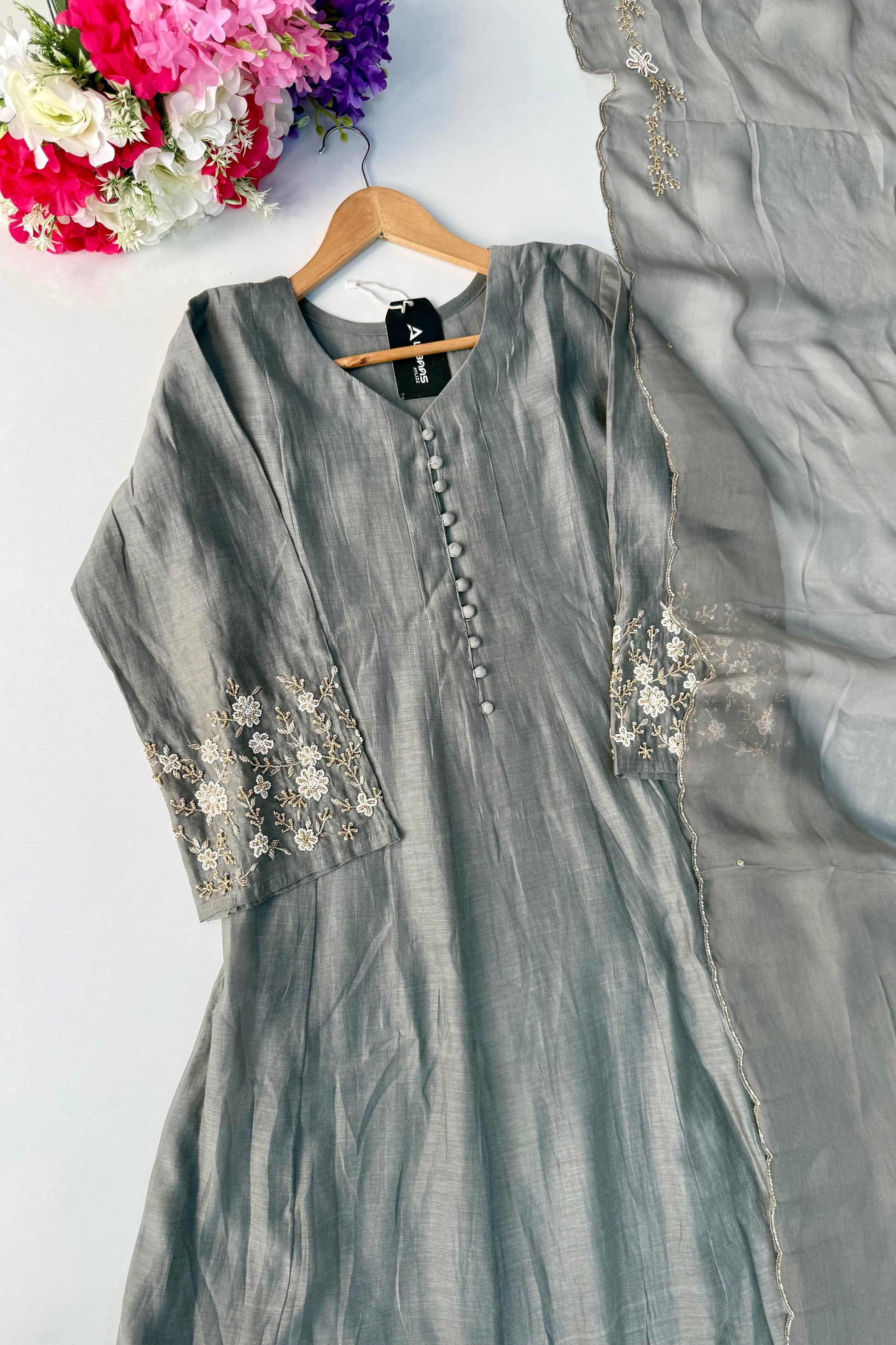 ✨Ay10- Pre Book Beautiful Mul Chanderi A Line Kurta set