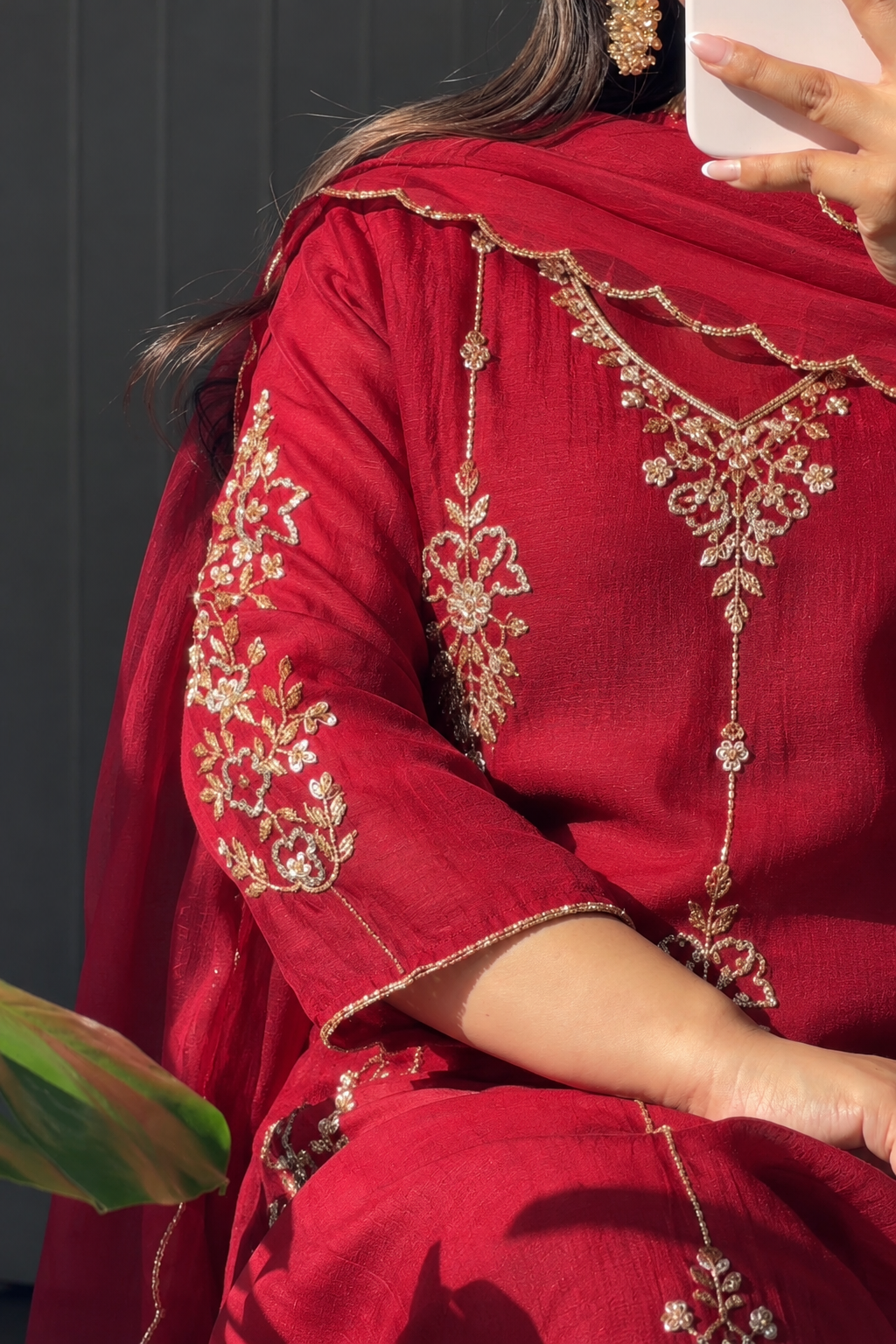 ✨Rida - Diwali Special Red Mul Chanderi A-Line Kurta Set