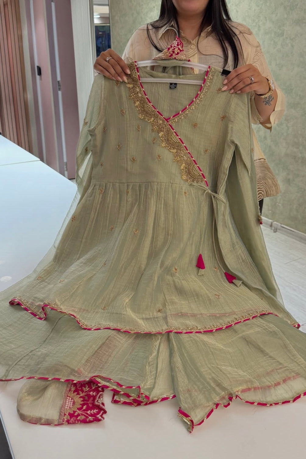 ✨Veloura– Premium Tissue Angrakha Kurta Set