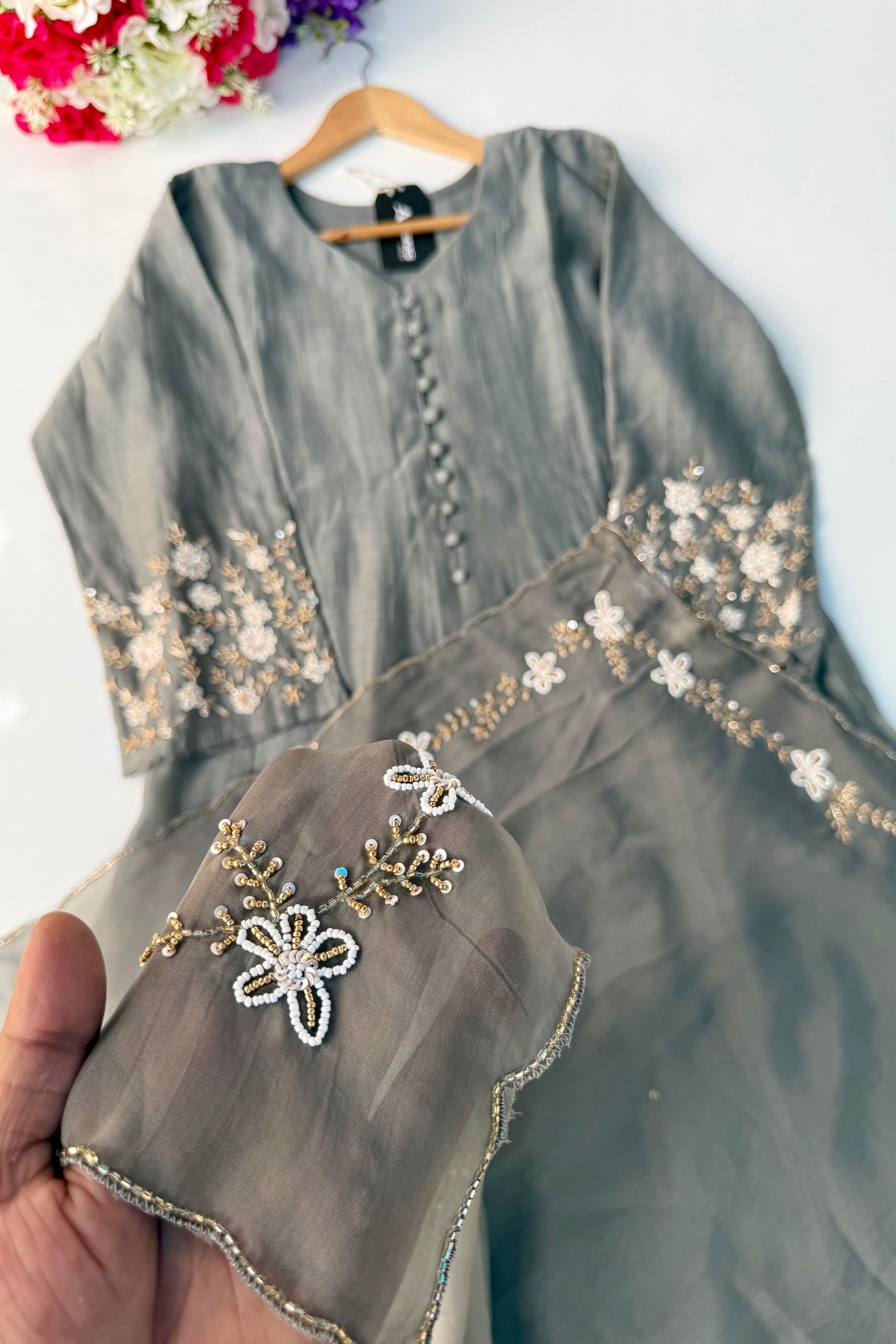 ✨Ay10- Pre Book Beautiful Mul Chanderi A Line Kurta set