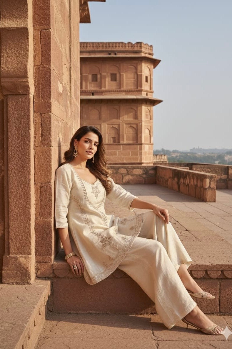 Zarah - Shimmer Tissue Short Kurta Bottom set