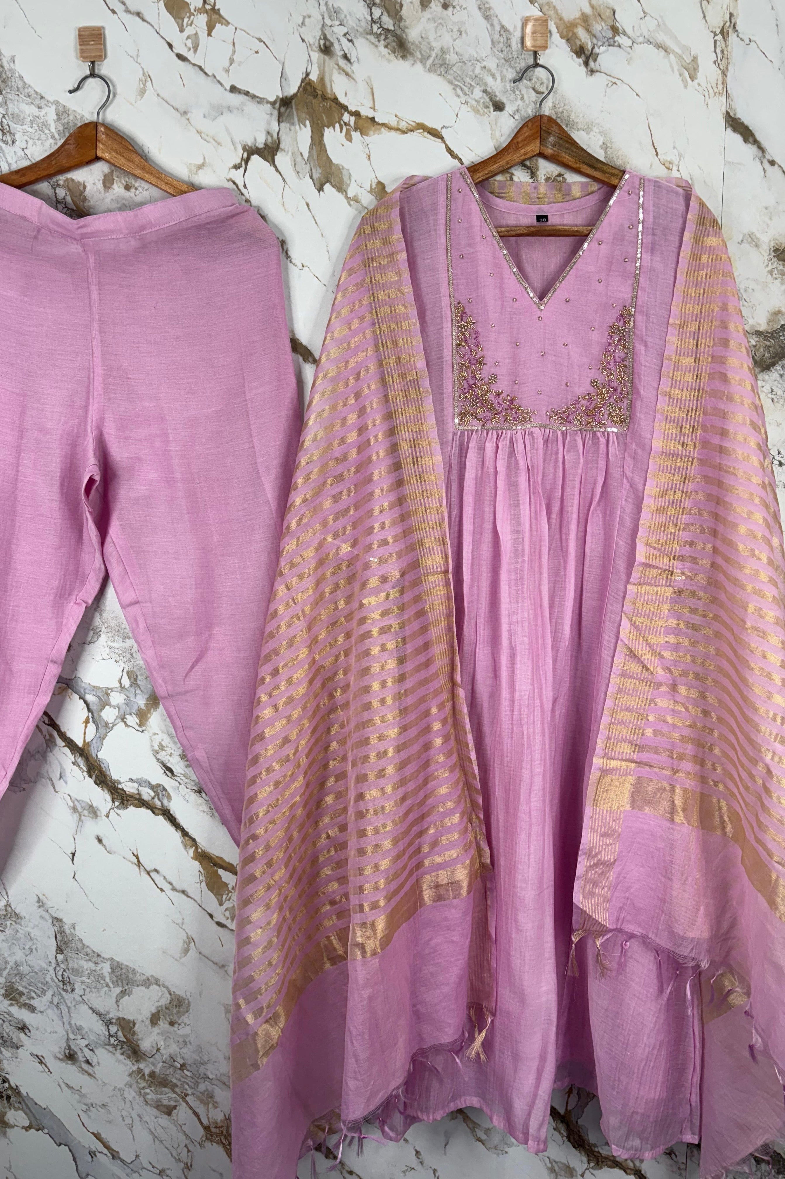 Gulnoor – Mul Chanderi A-Line Kurta Set with Dupatta