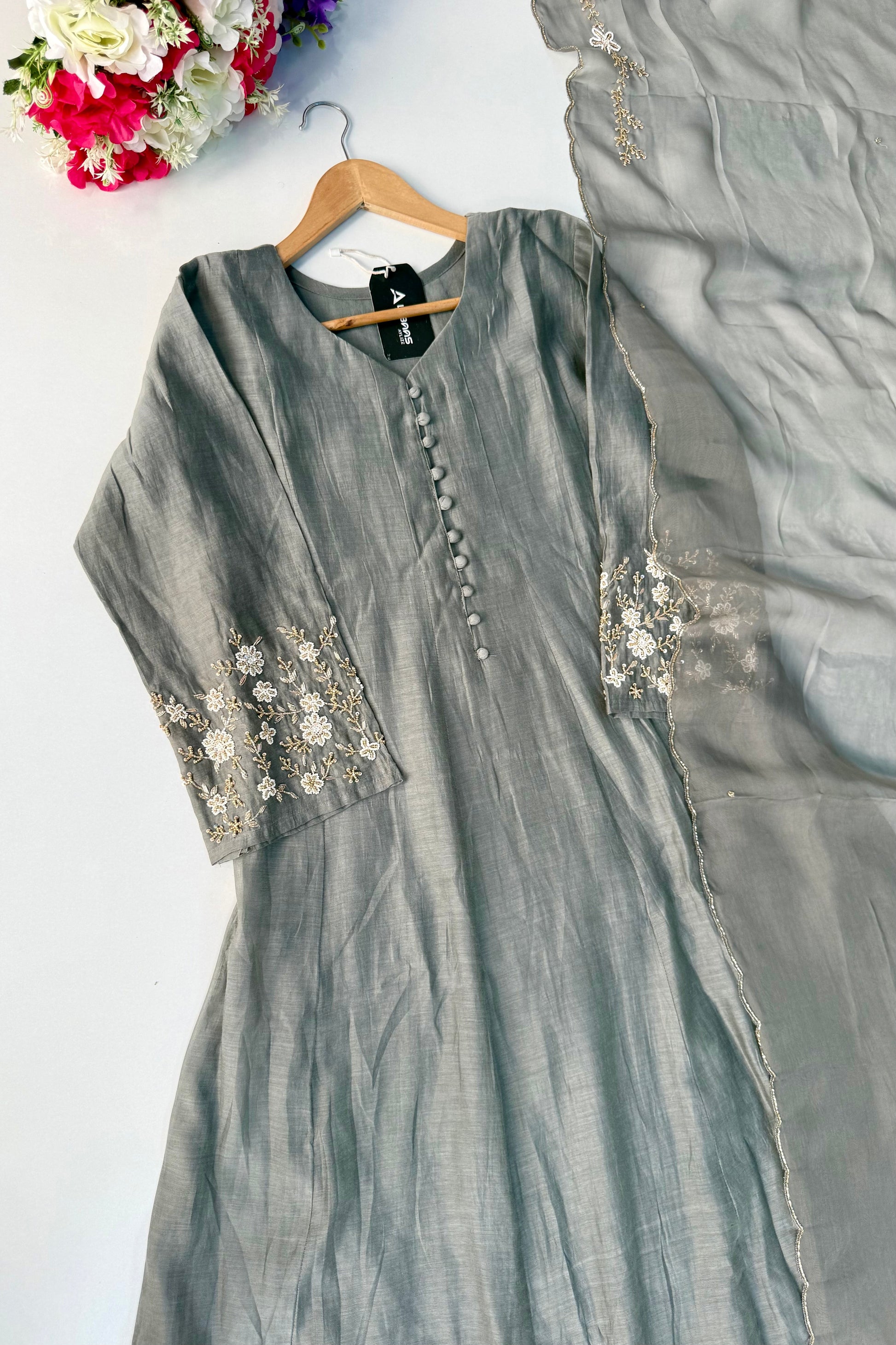 ✨Ay10- Pre Book Beautiful Mul Chanderi A Line Kurta set