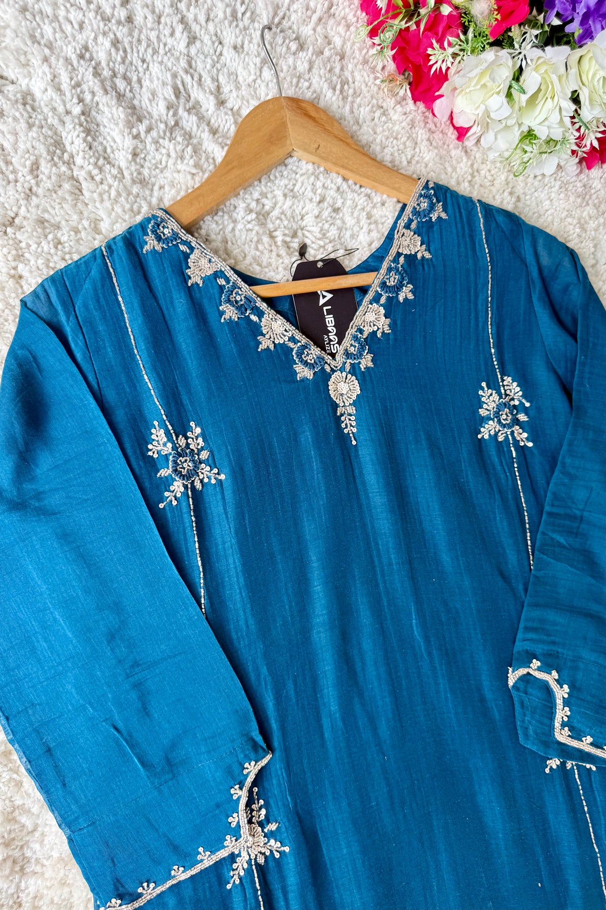 ✨ Daisy - Premium Blue Mul Chanderi A-Line Anarkali Kurta set