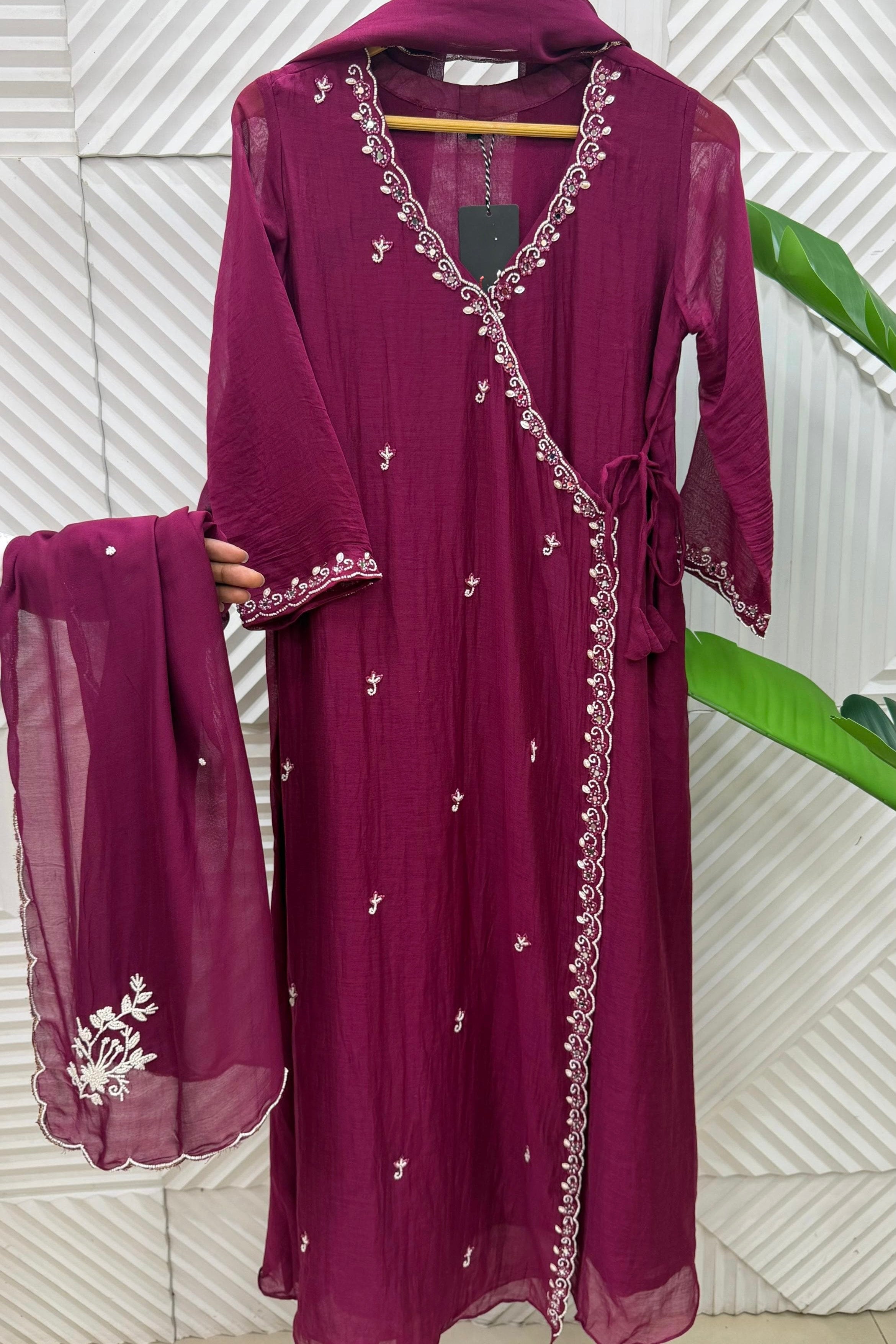 ✨Annya - Premium Mul Chanderi Angrakha Kurta Set