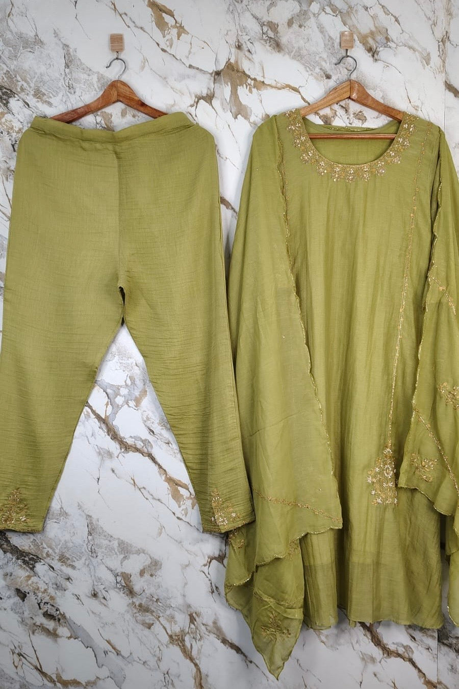 💕”Nayra – Premium Mul Chanderi A-Line Kurta Set