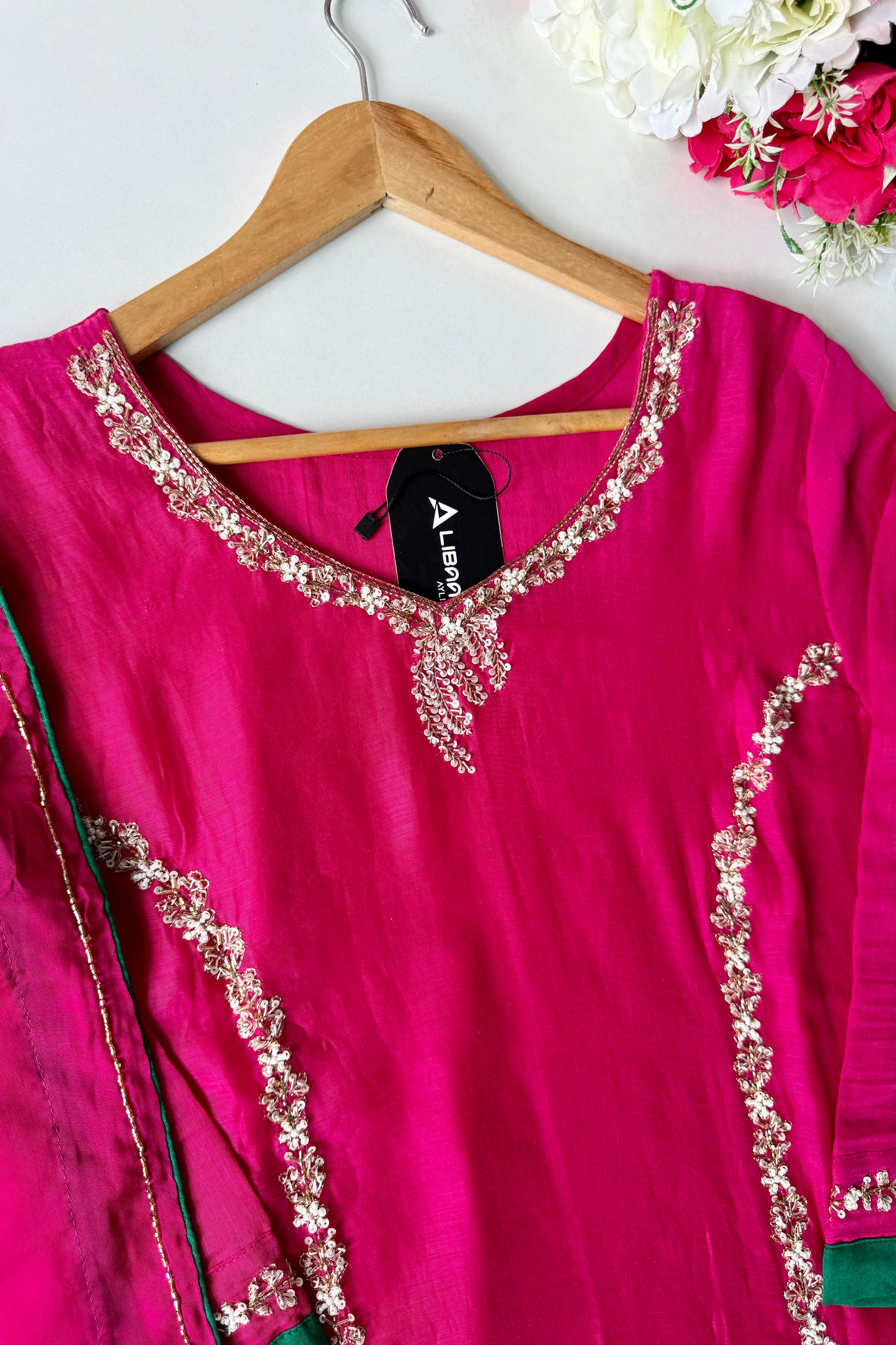 ✨”Maya - Premium Pink Mul Chanderi A-Line Kurta Set