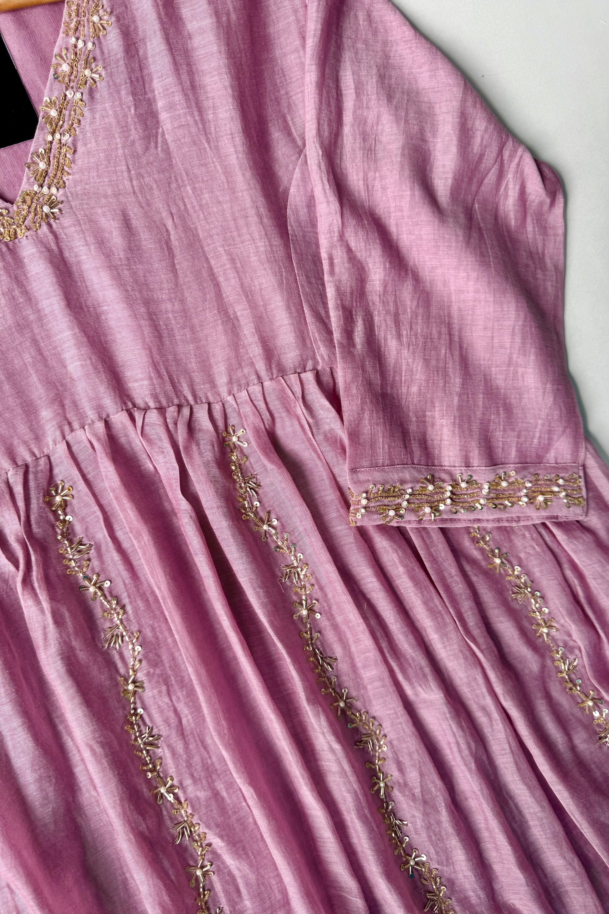 ✨Florence - Mauve Rosewood Mul Chanderi Anarkali Suit set 🛍️