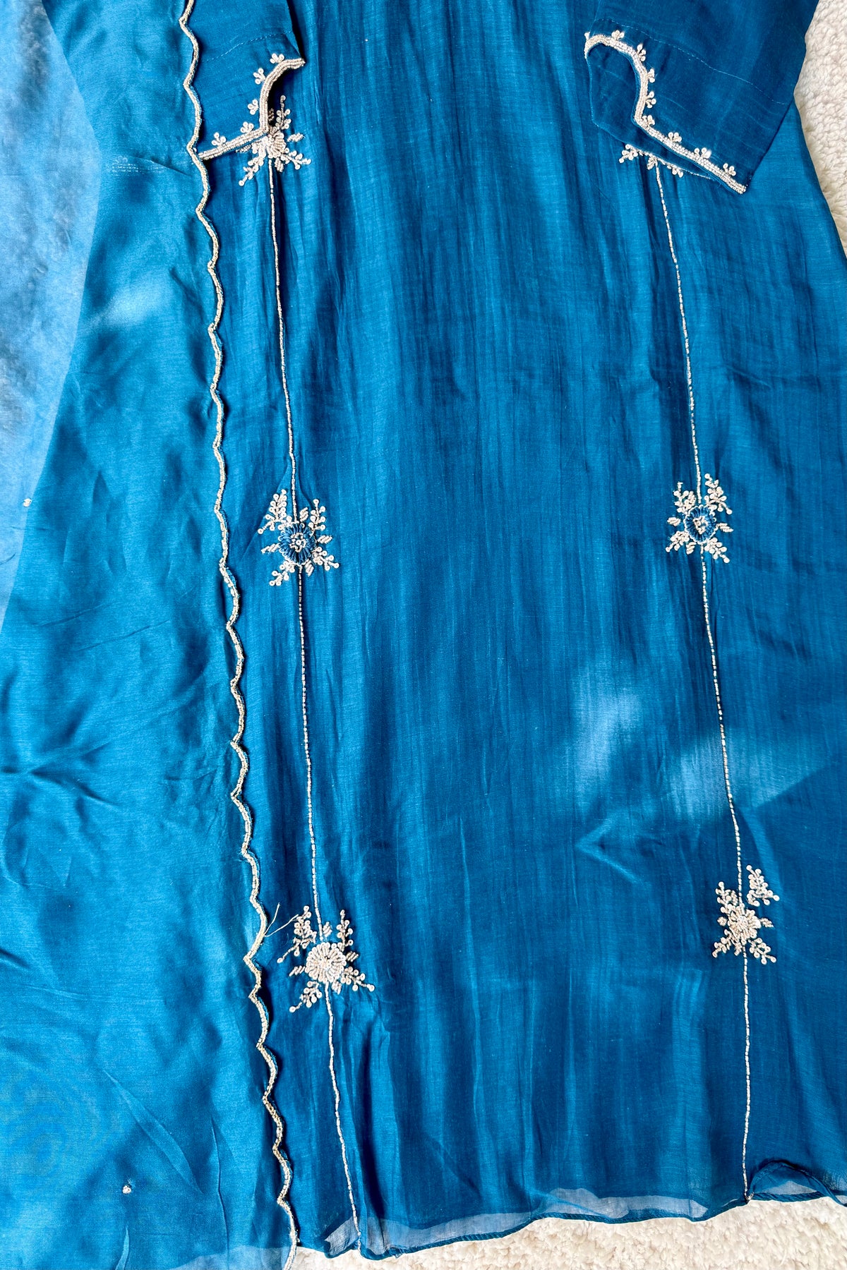 ✨ Daisy - Premium Blue Mul Chanderi A-Line Anarkali Kurta set