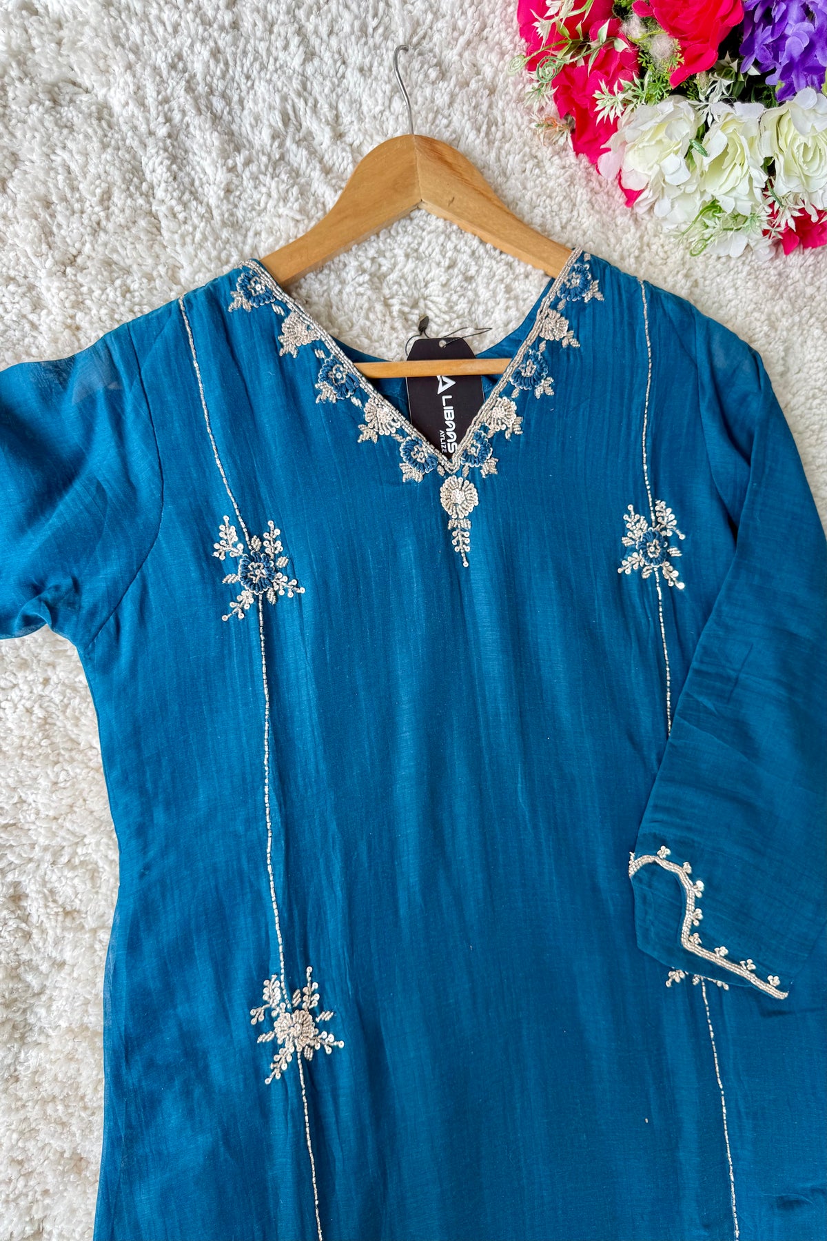 ✨ Daisy - Premium Blue Mul Chanderi A-Line Anarkali Kurta set