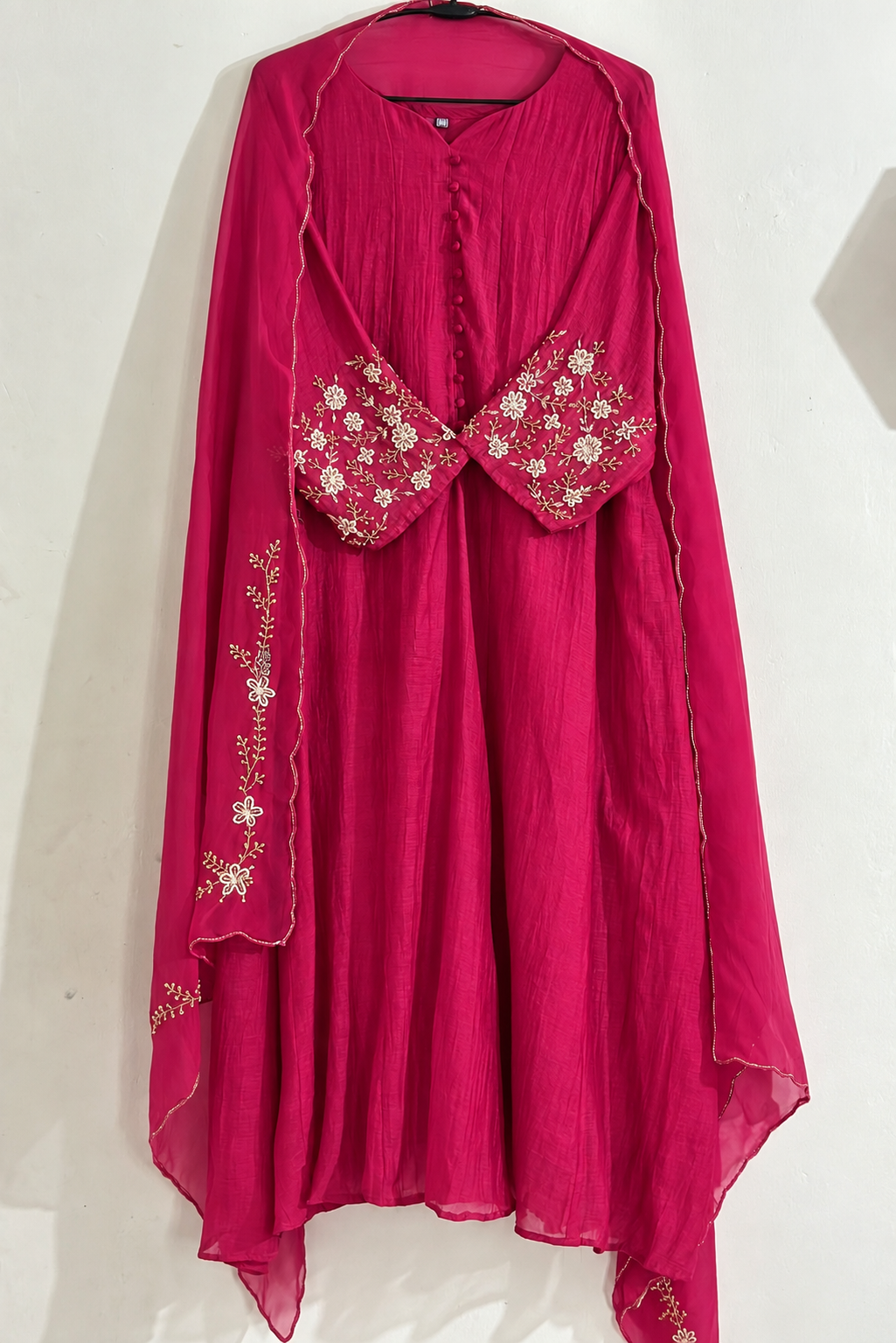 ✨Ay10- Beautiful Pink Mul Chanderi A Line Kurta set 💫
