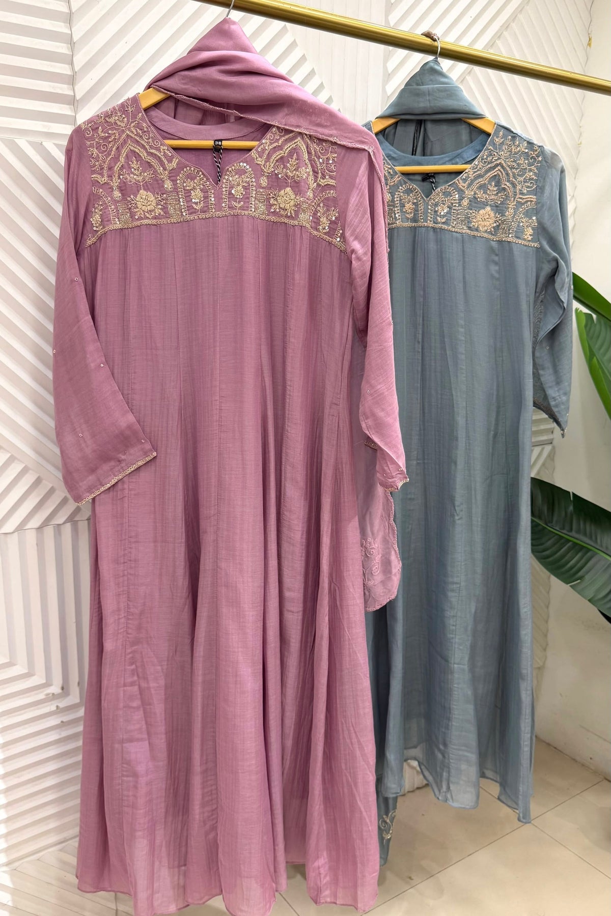 ✨Vritika - Premium Banaras mul chanderi A Line Kurta Set