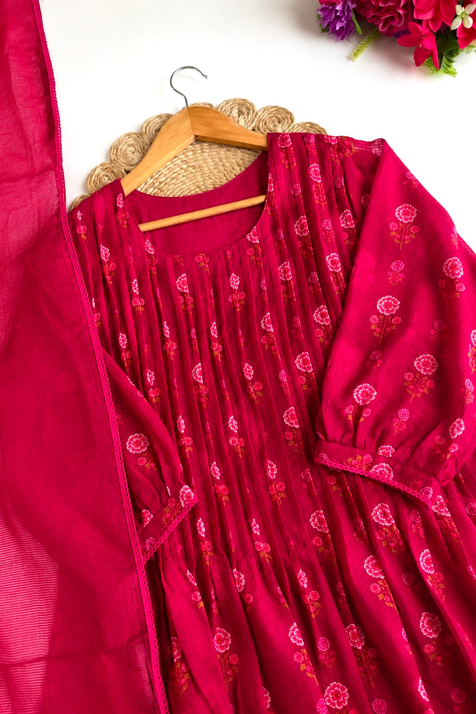 ✨”Ziana – Elegant Kota Ethnic A Line Suit Set