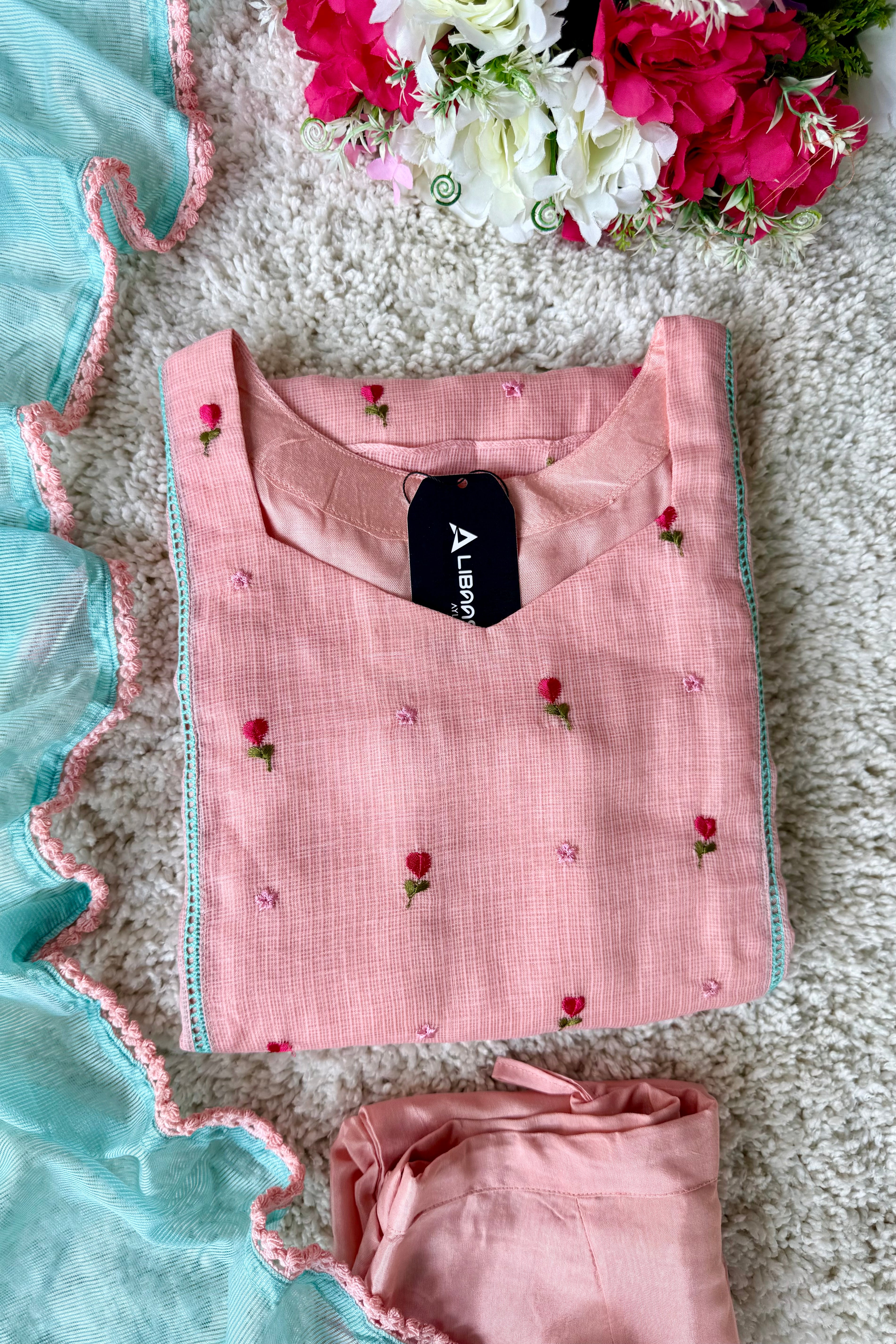 ✨Rosie - Rose Mul Kota A-Line Kurta set