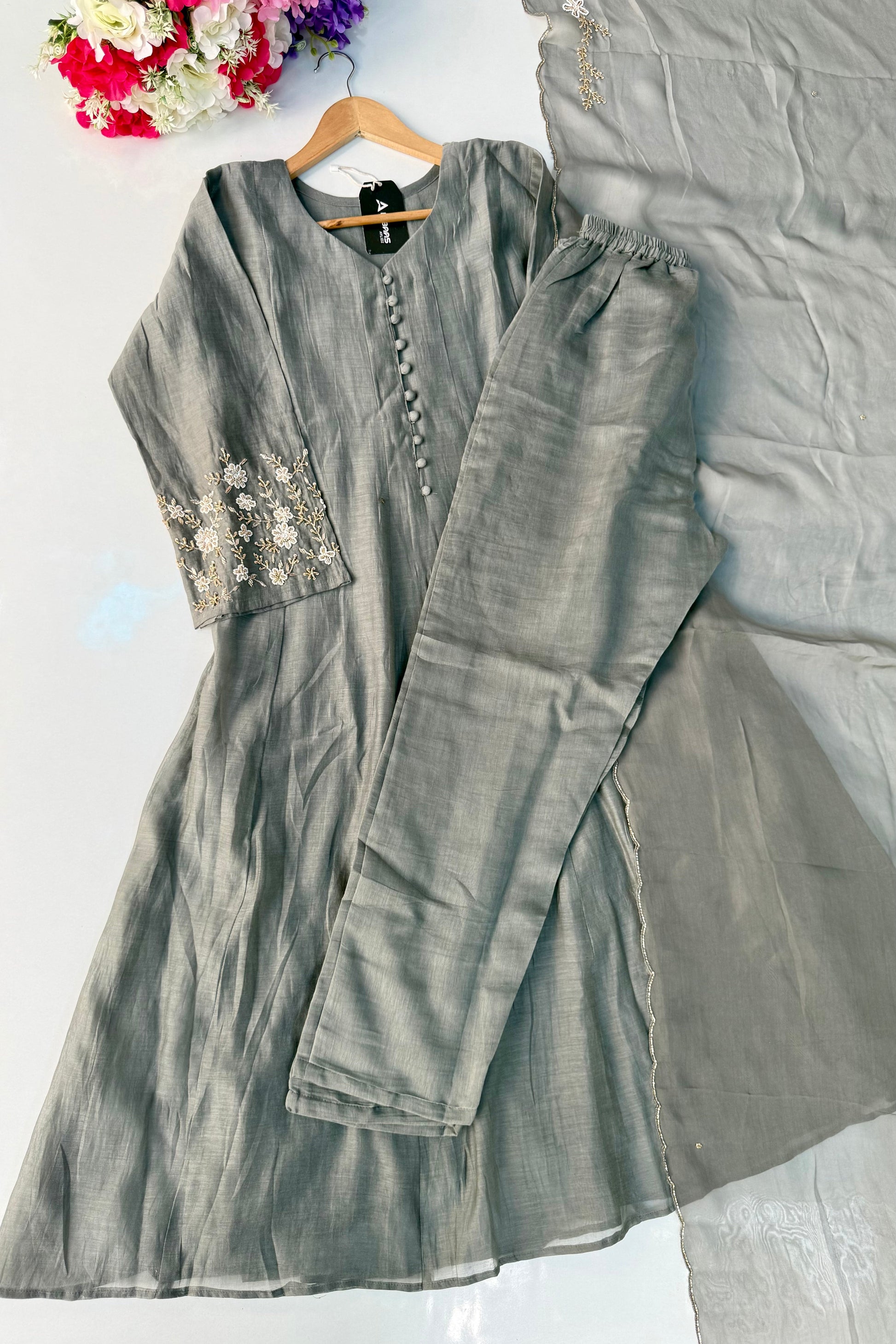 ✨Ay10- Pre Book Beautiful Mul Chanderi A Line Kurta set