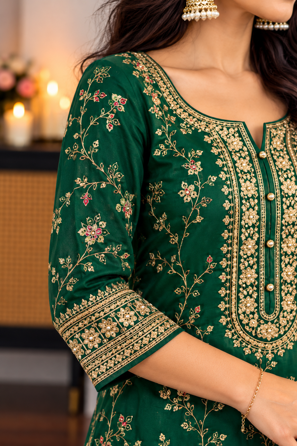 “AYAT” Festive wear Jacquard silk kurta palazzo set