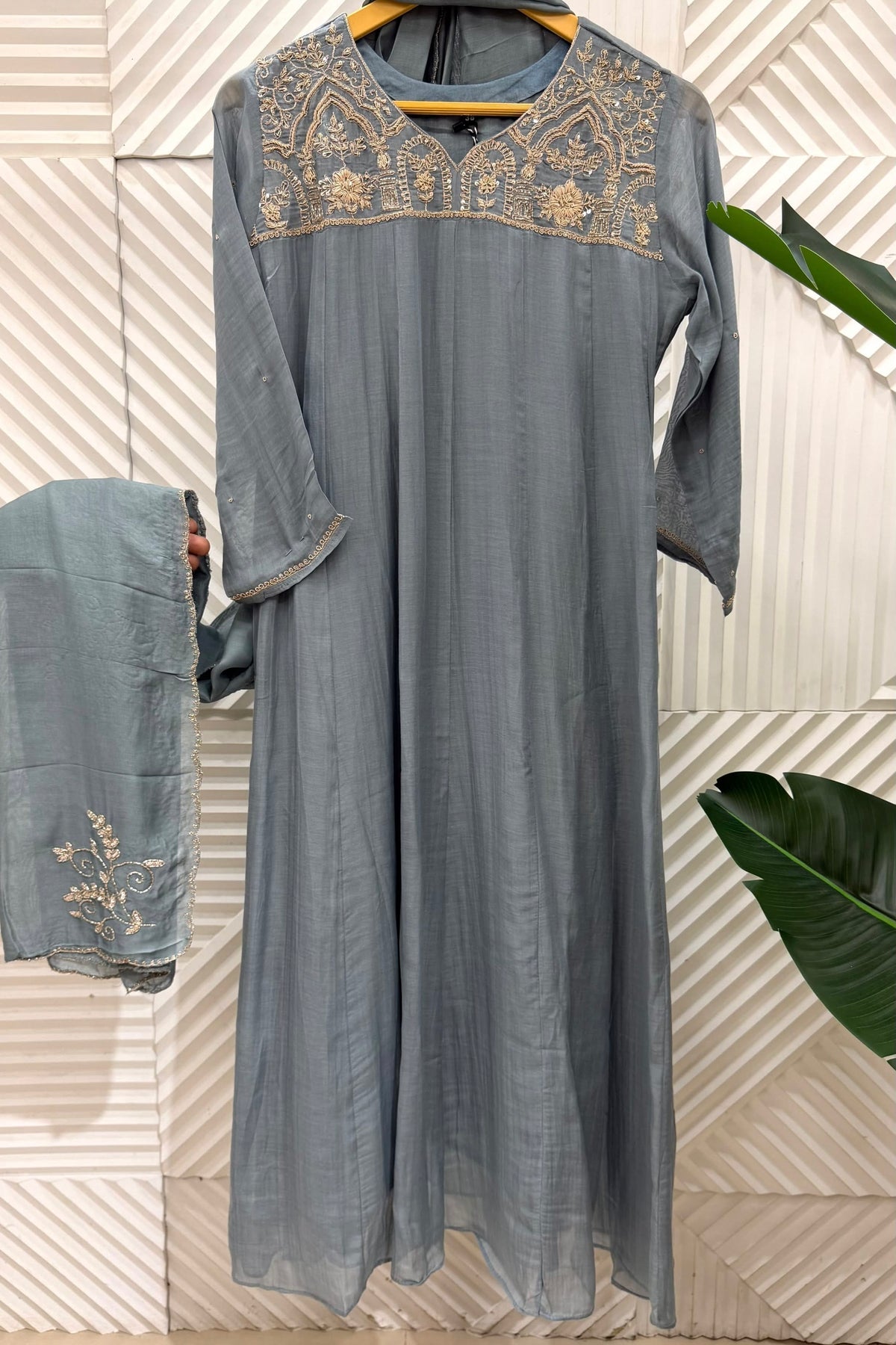 ✨Vritika - Premium Banaras mul chanderi A Line Kurta Set