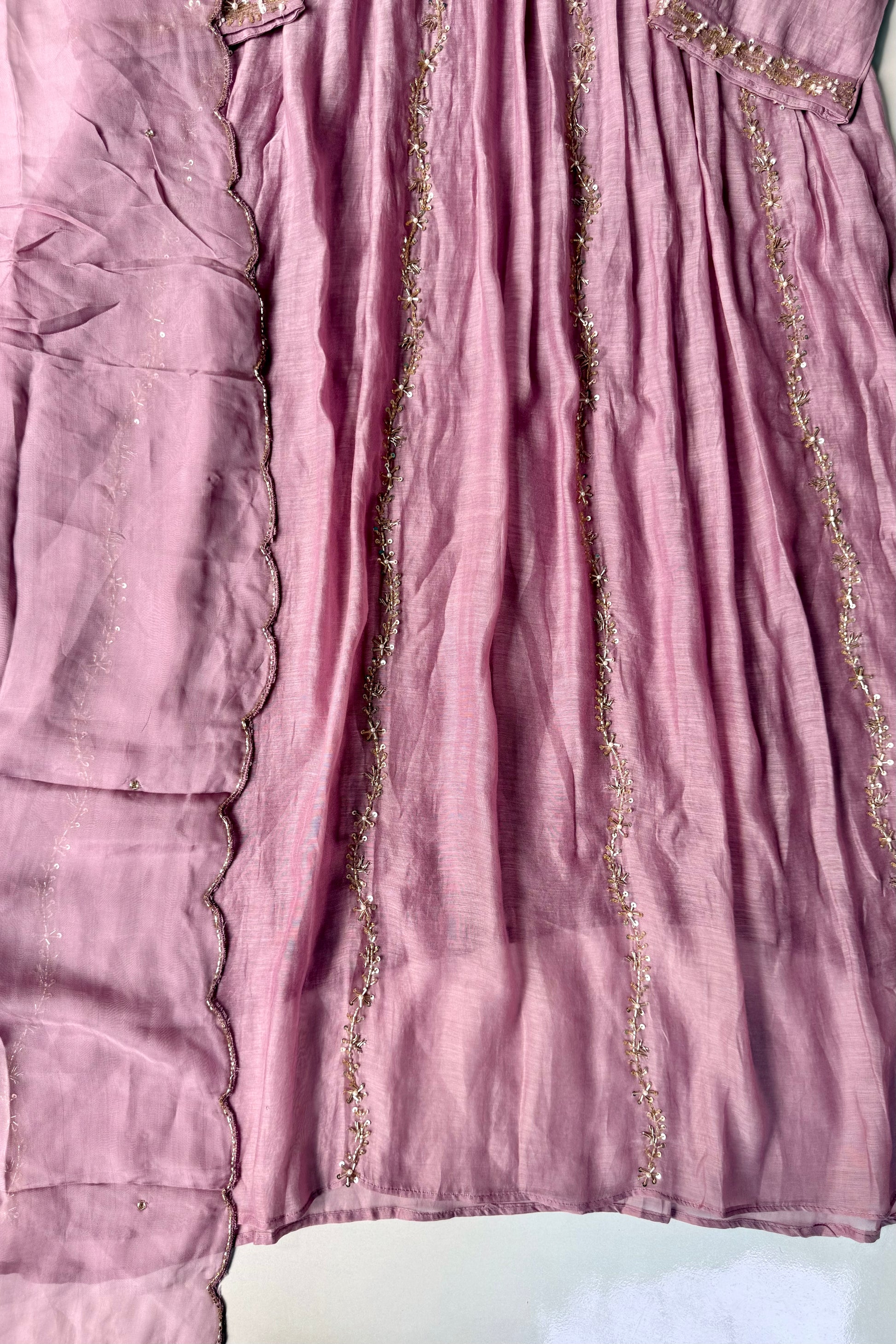 ✨Florence - Mauve Rosewood Mul Chanderi Anarkali Suit set 🛍️