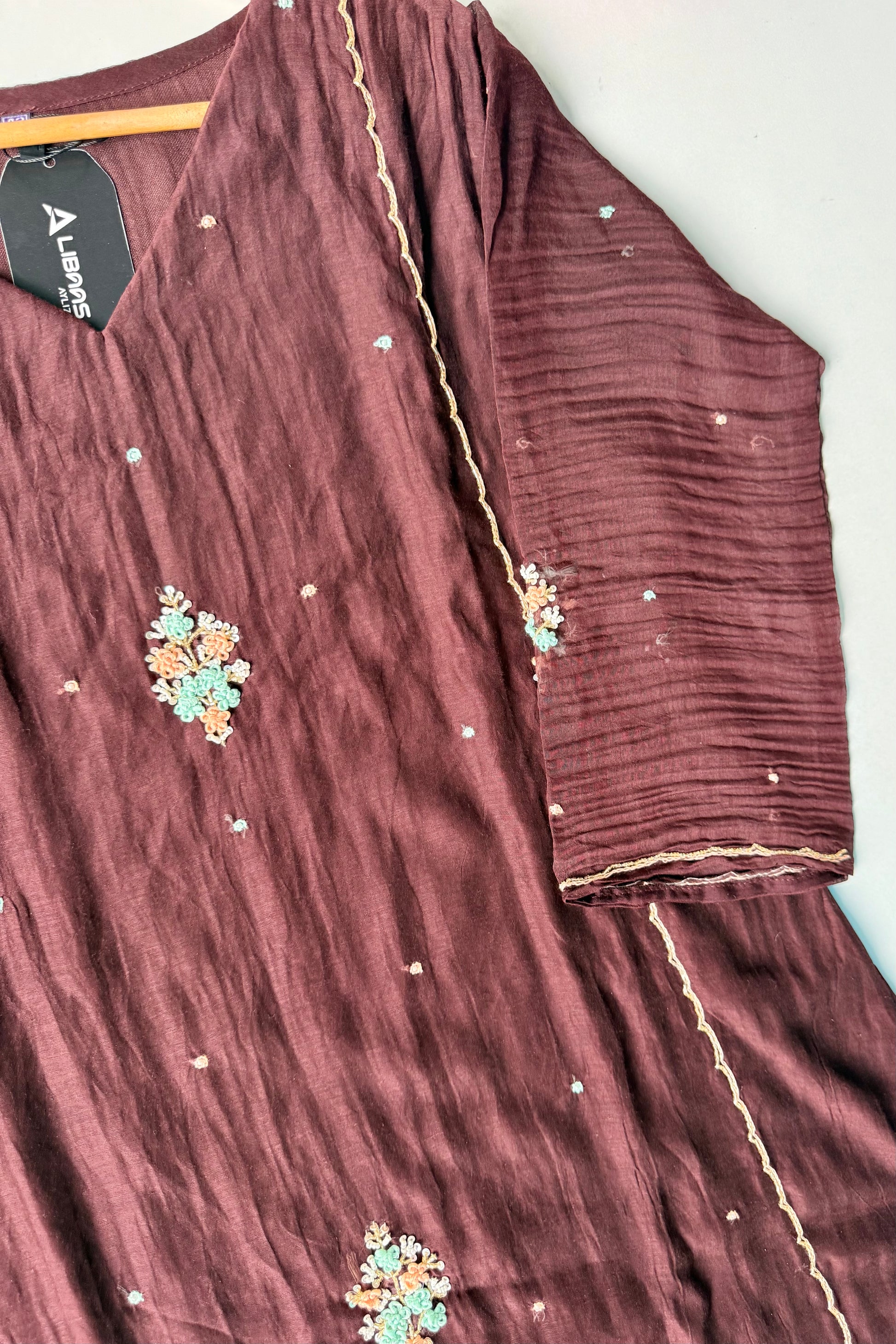 ✨Myra - Brown Mul Chanderi A-Line Anarkali Kurta set