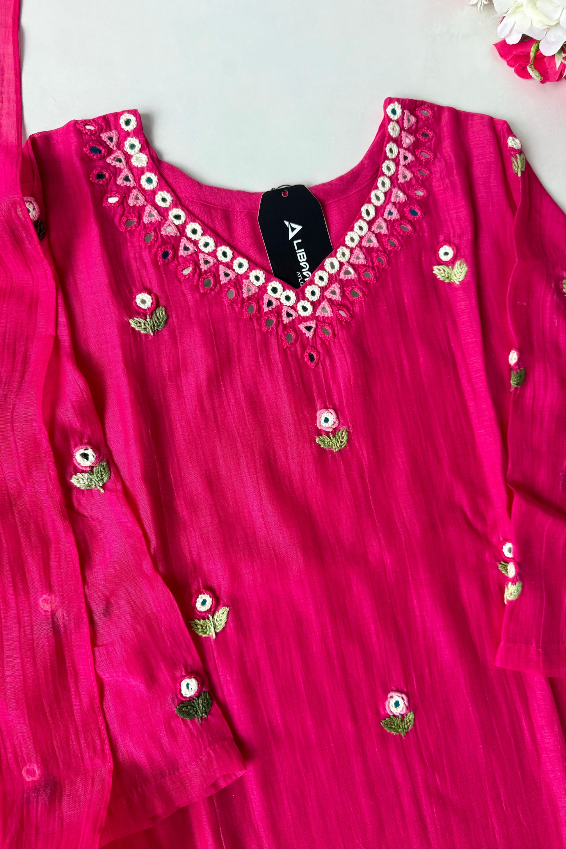 ✨”Ruby - Premium Pink Mul Chanderi A-Line Kurta Set 💕