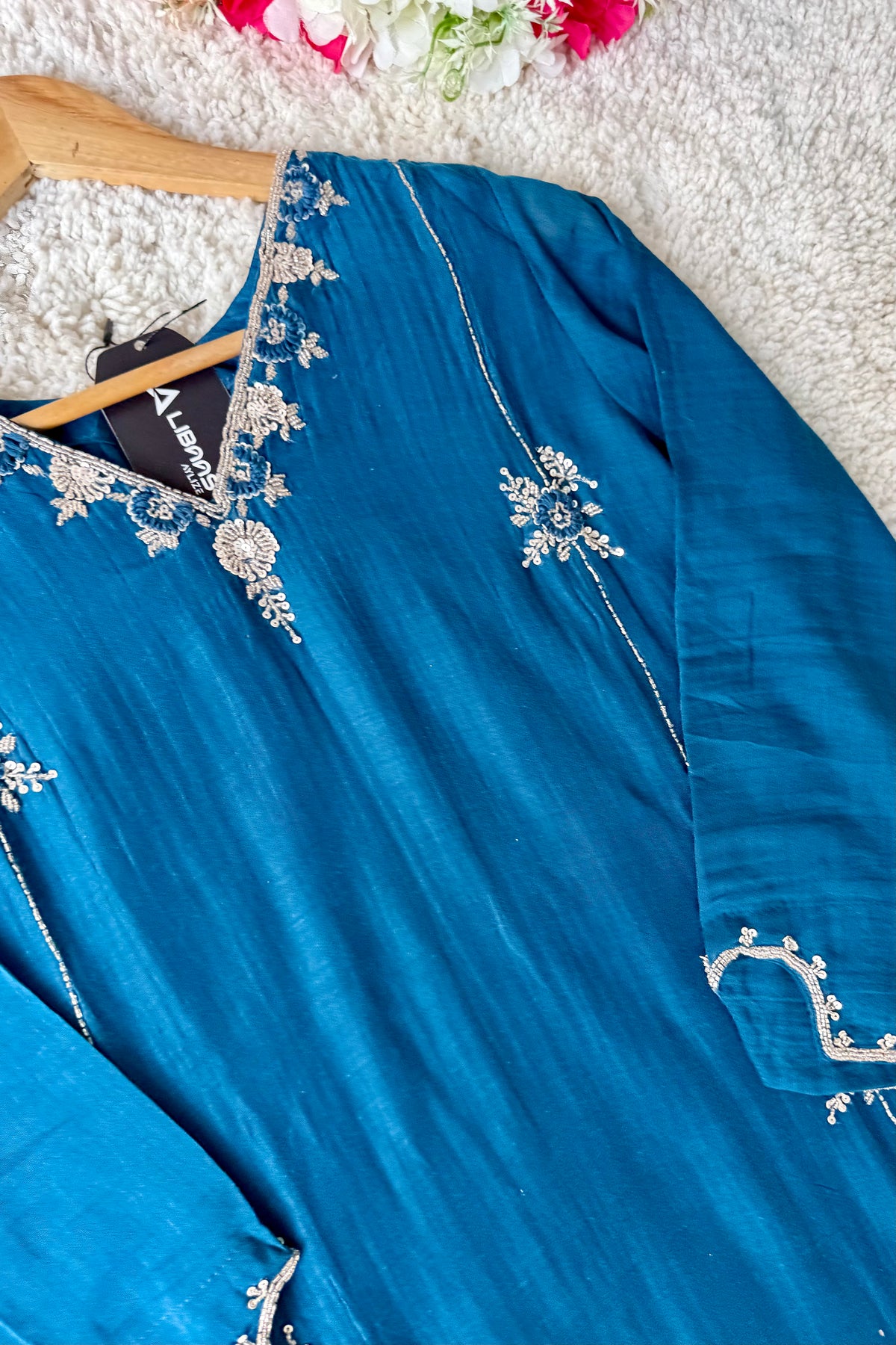 ✨ Daisy - Premium Blue Mul Chanderi A-Line Anarkali Kurta set
