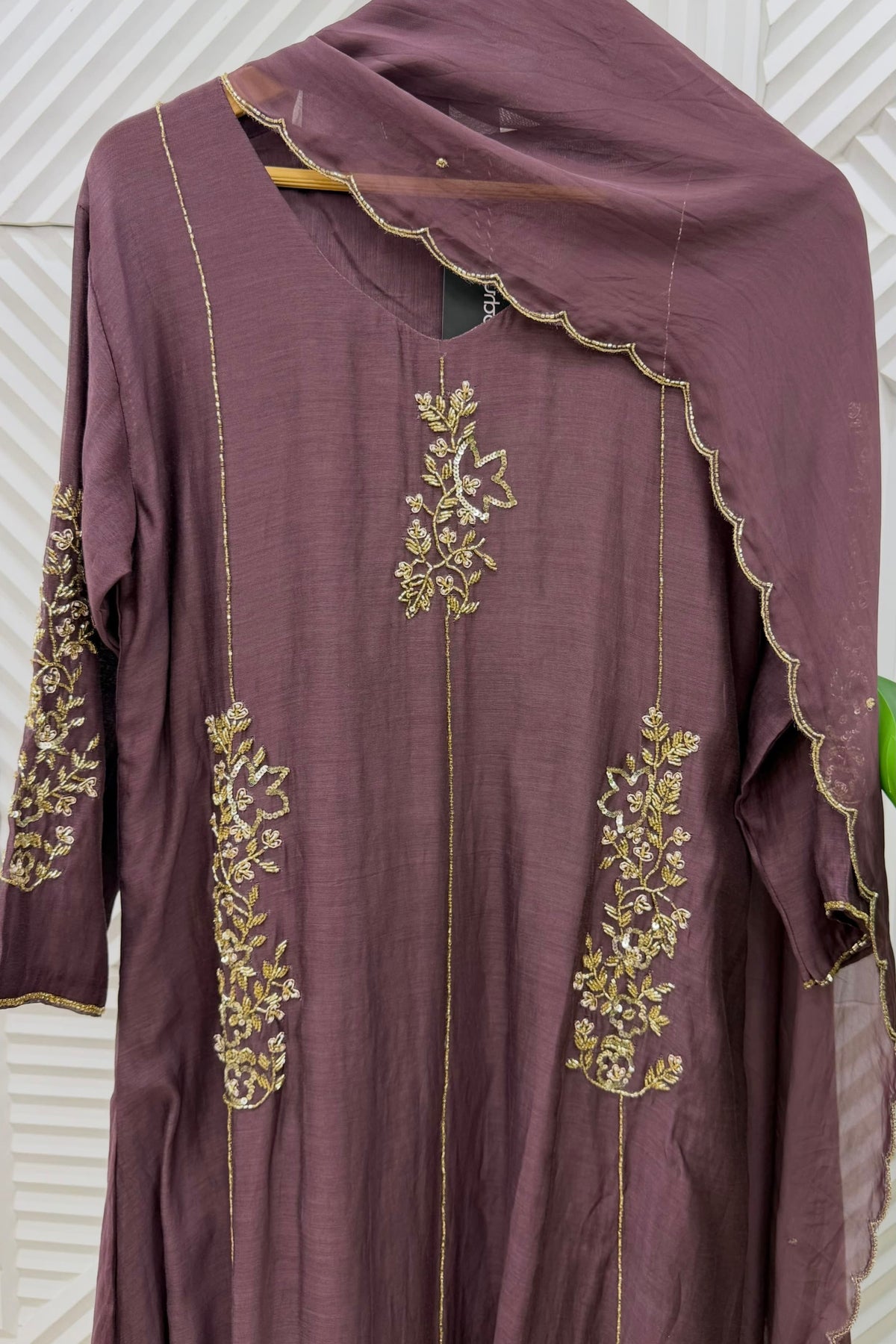 ✨”Rida - Premium Green Gold & Orchid Mul Chanderi A-Line Kurta Set