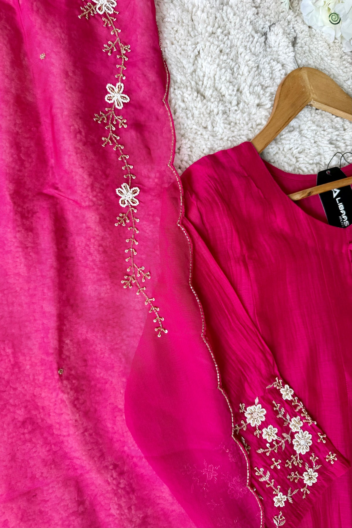 ✨Ay10- Beautiful Pink Mul Chanderi A Line Kurta set 💕