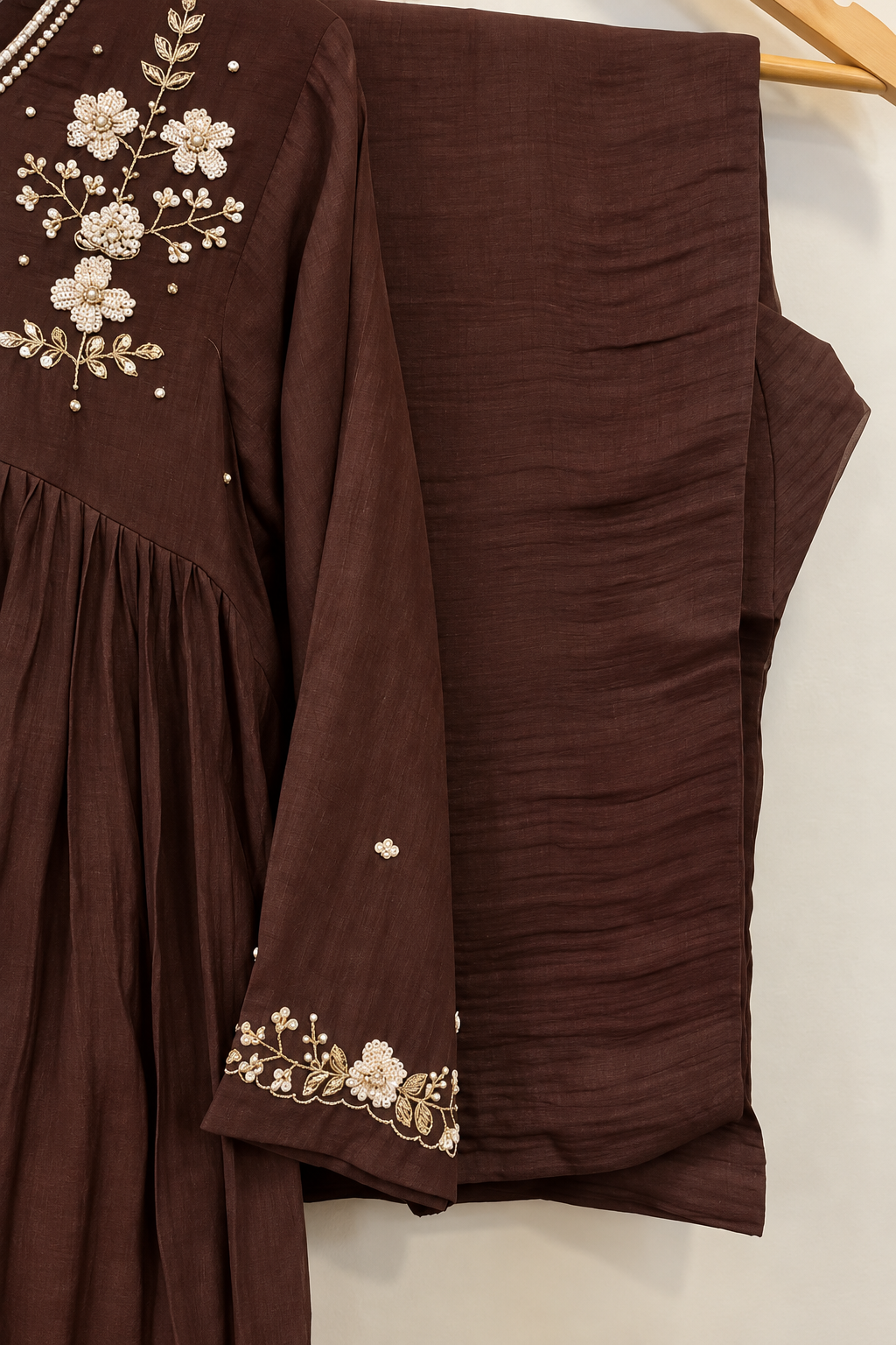 🛍️Melody –  Premium Brown Banarsi Mul Chanderi Anarkali Suit