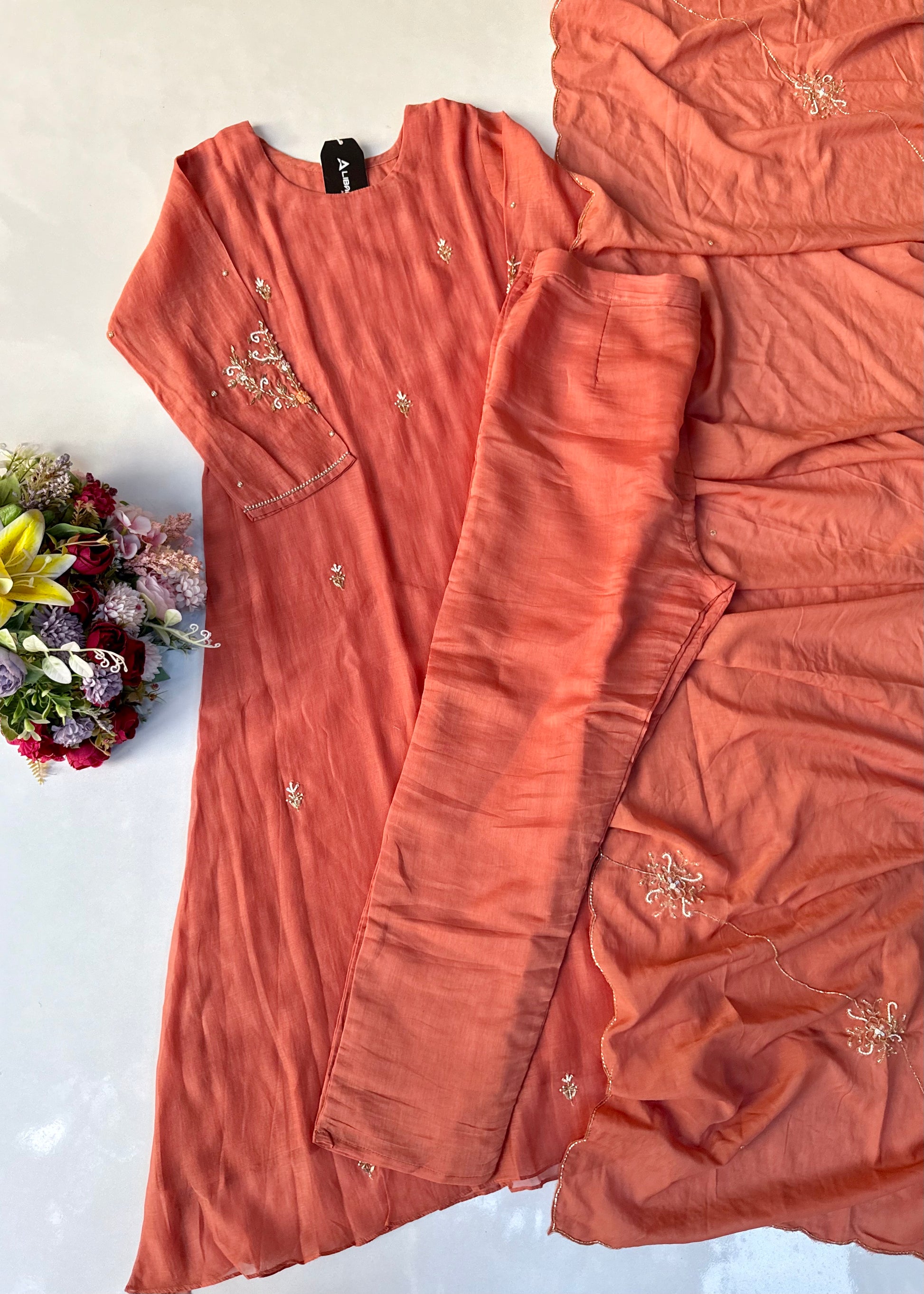 “Iqrah” premium Mul-Chanderi Party wear A Line suit set