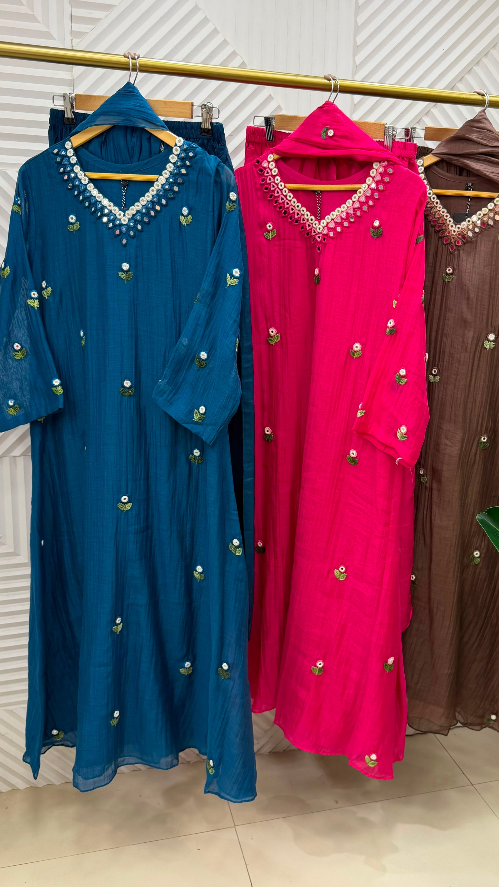 ✨”Ruby - Premium Mul Chanderi A-Line Kurta Set