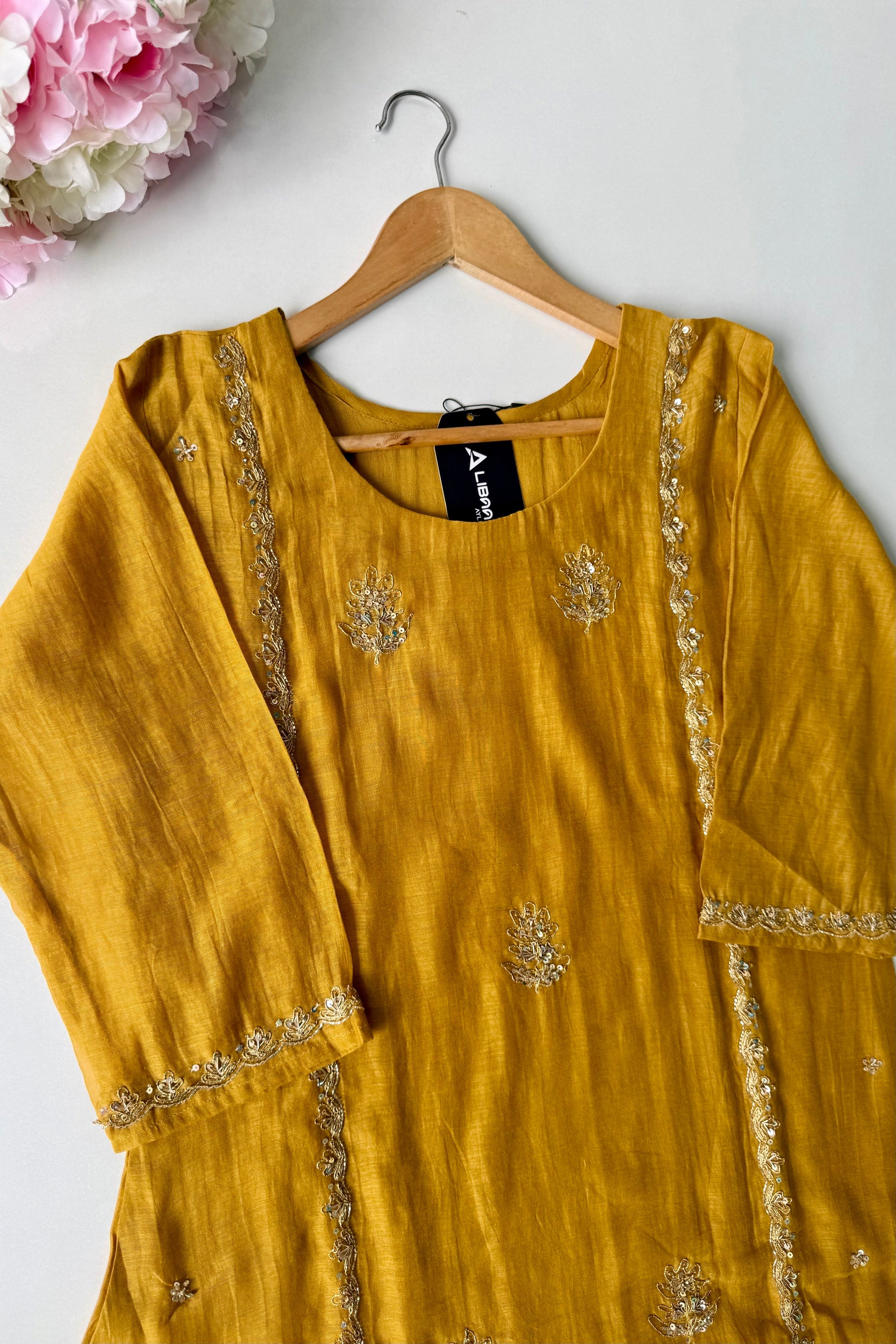 “Ujjwal” Trending yellow Mul Chanderi A Line Kurta set 🛍️