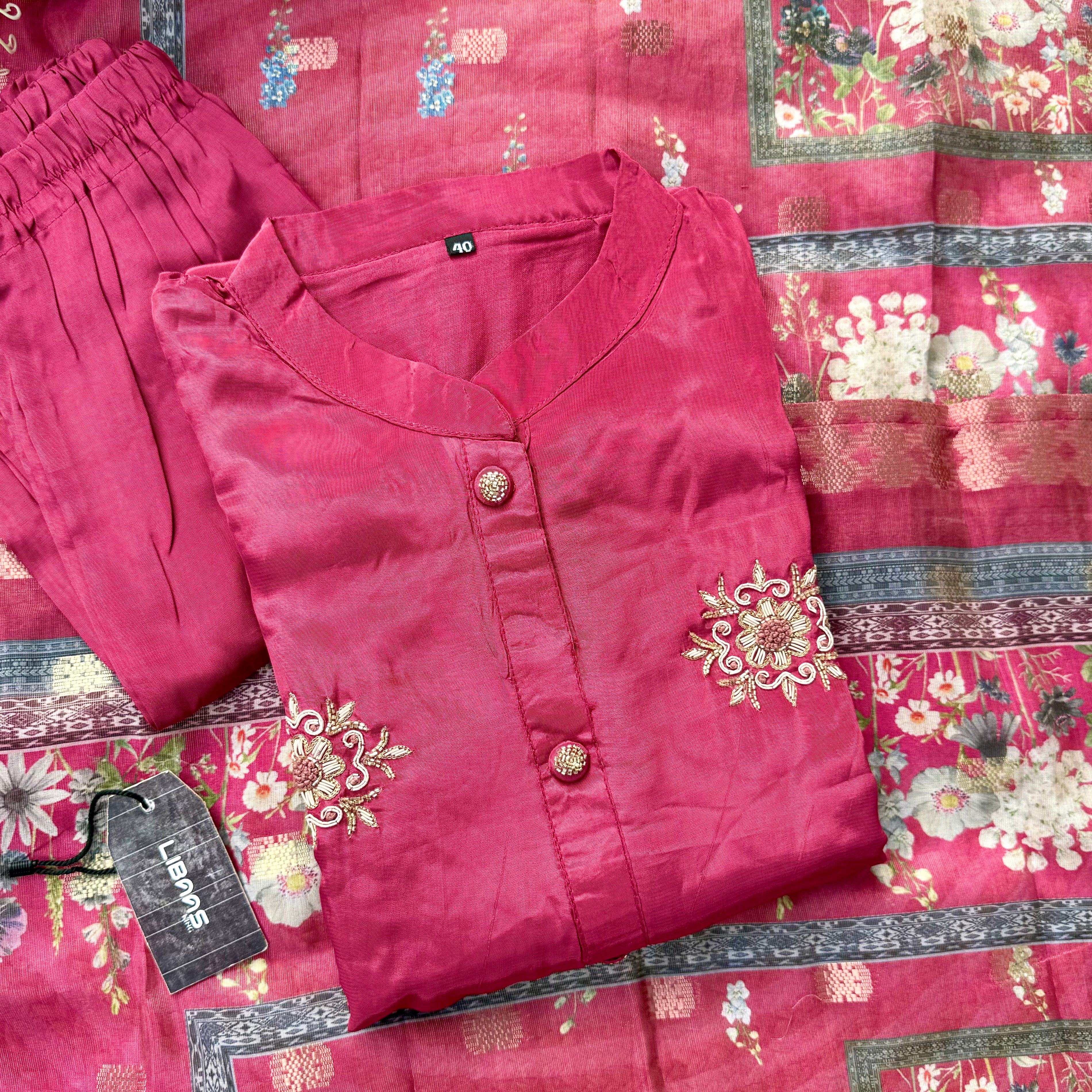 “MORE” Beautiful crepe silk handcrafted kurti set