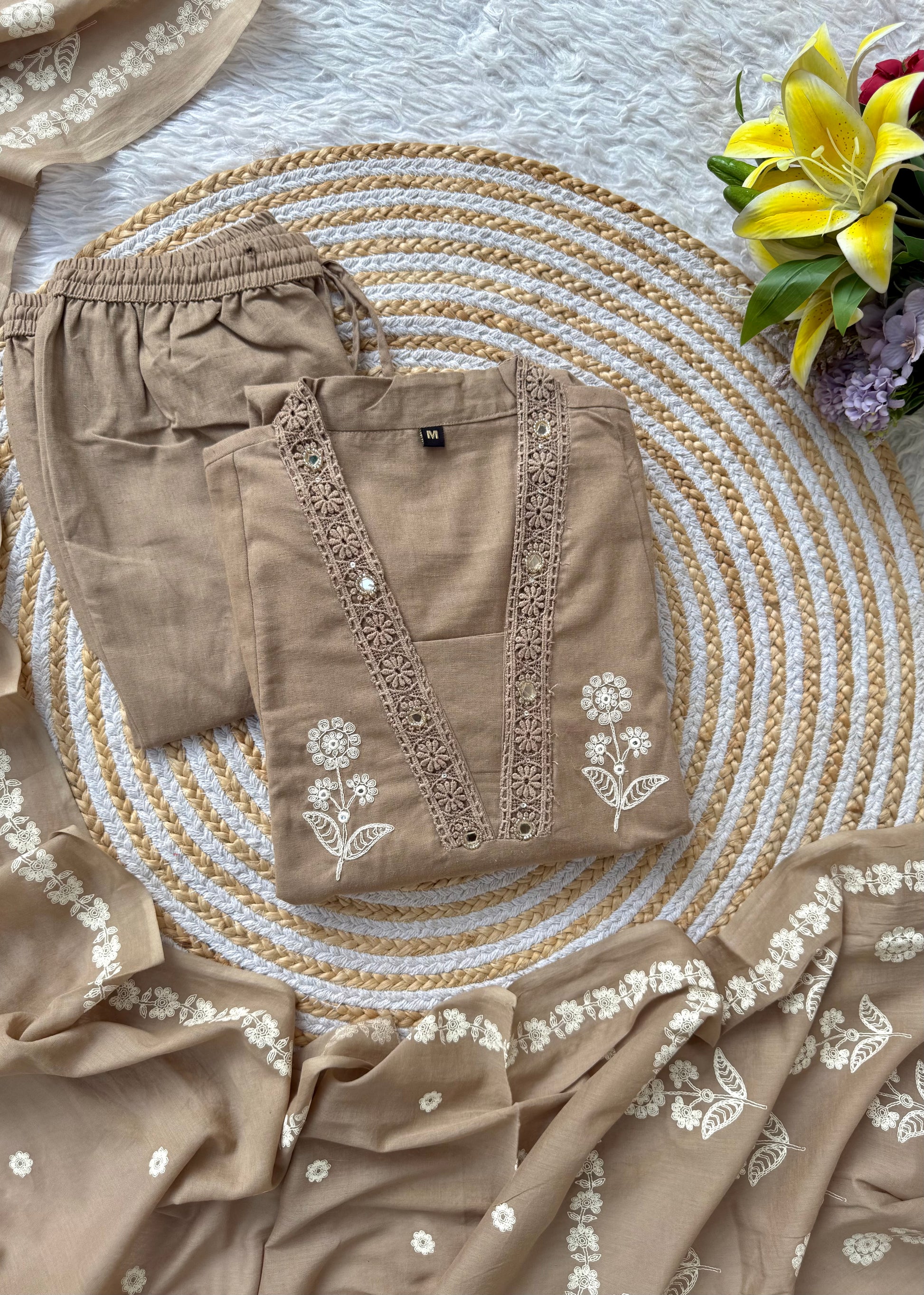 “ALICE" Premium Flex cotton embroidered work kurta set