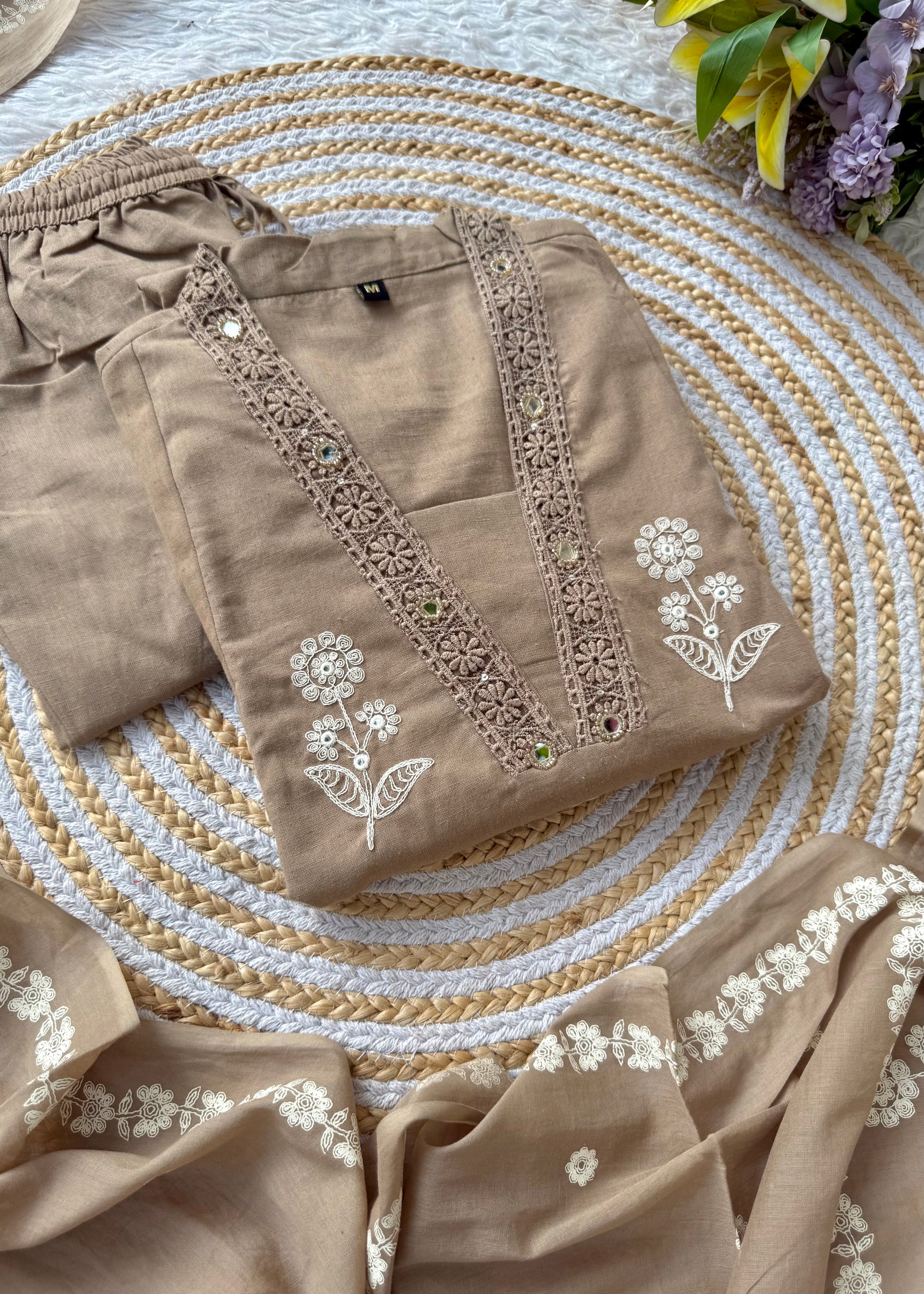 “ALICE" Premium Flex cotton embroidered work kurta set