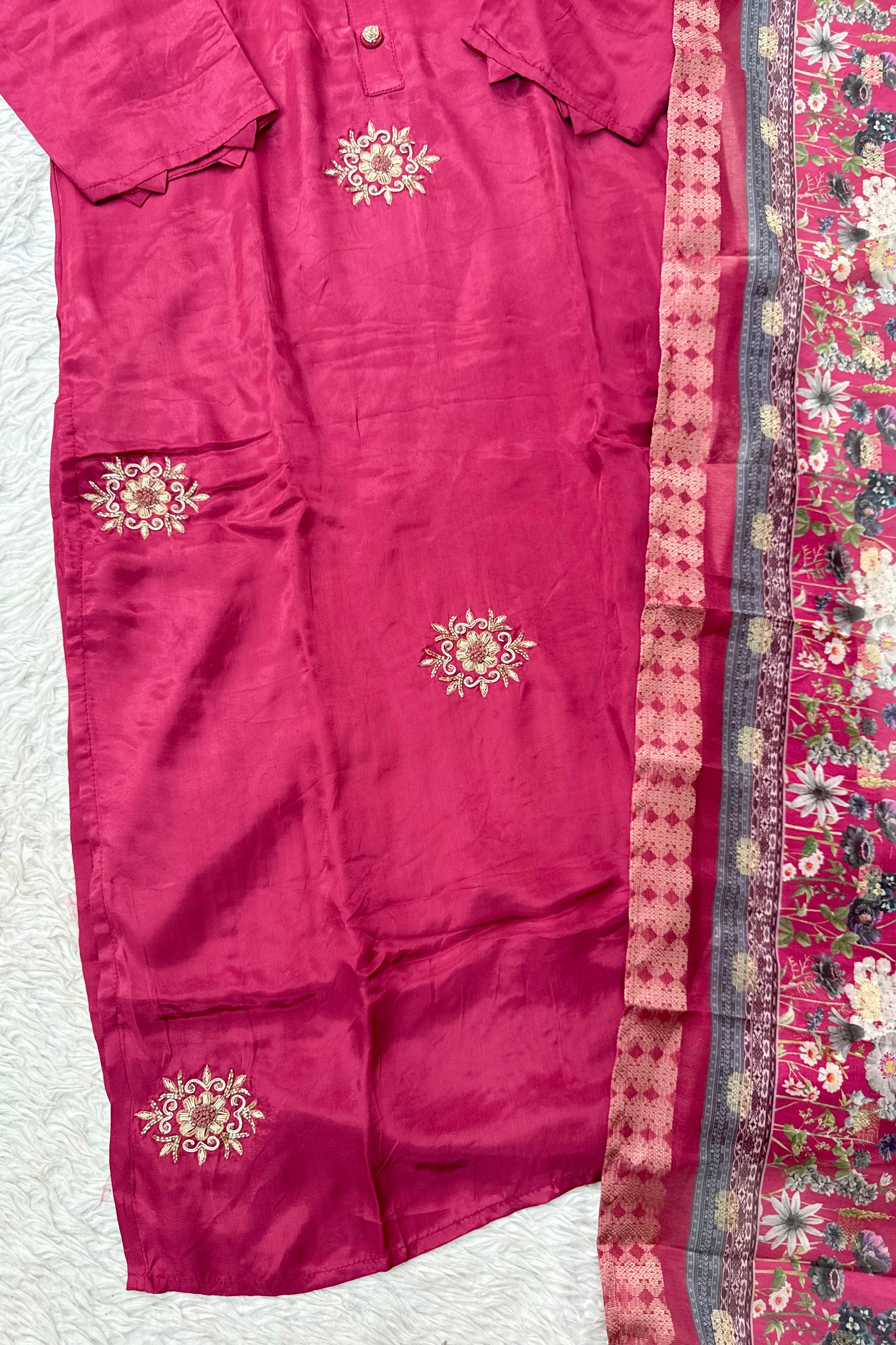 “MORE” Beautiful crepe silk handcrafted kurti set