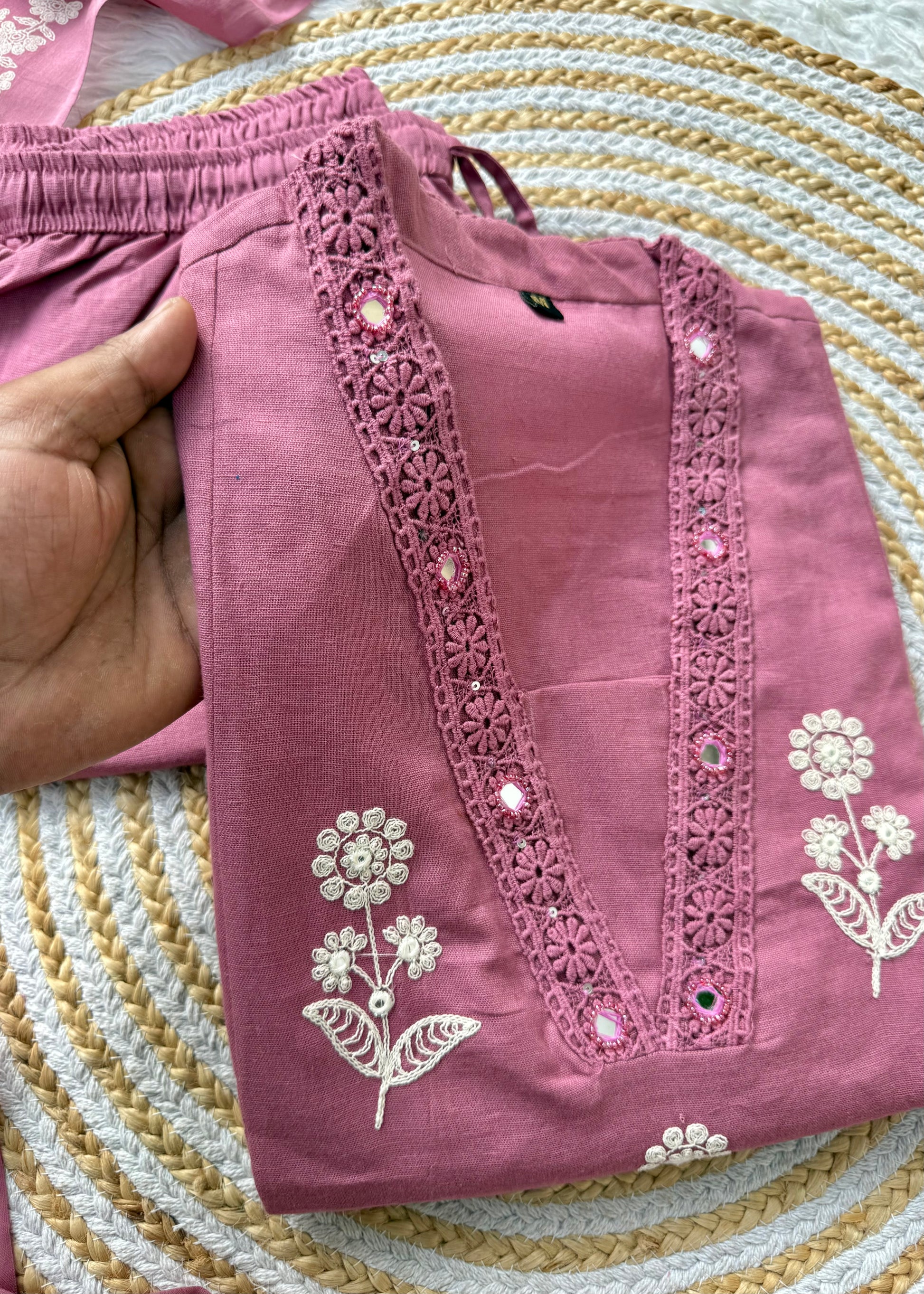 “ALICE" Premium Flex cotton embroidered work kurta set