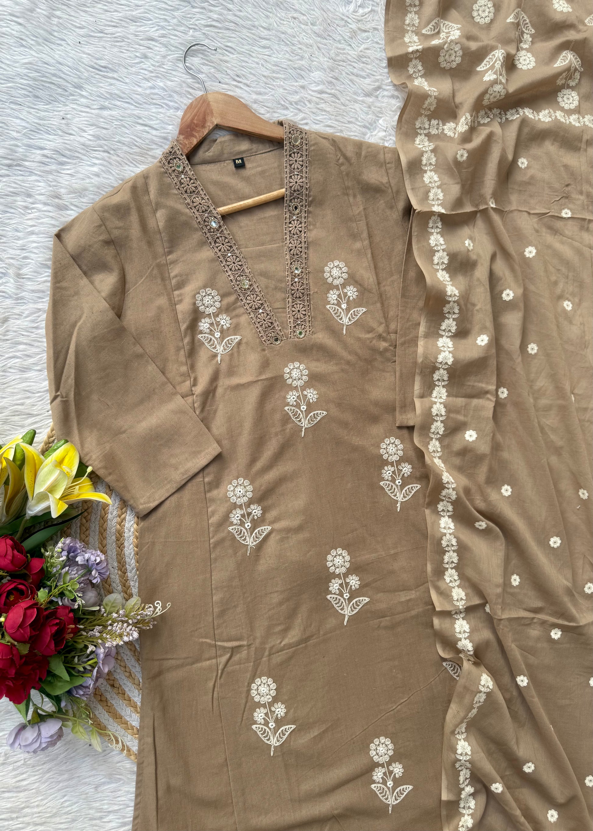 “ALICE" Premium Flex cotton embroidered work kurta set