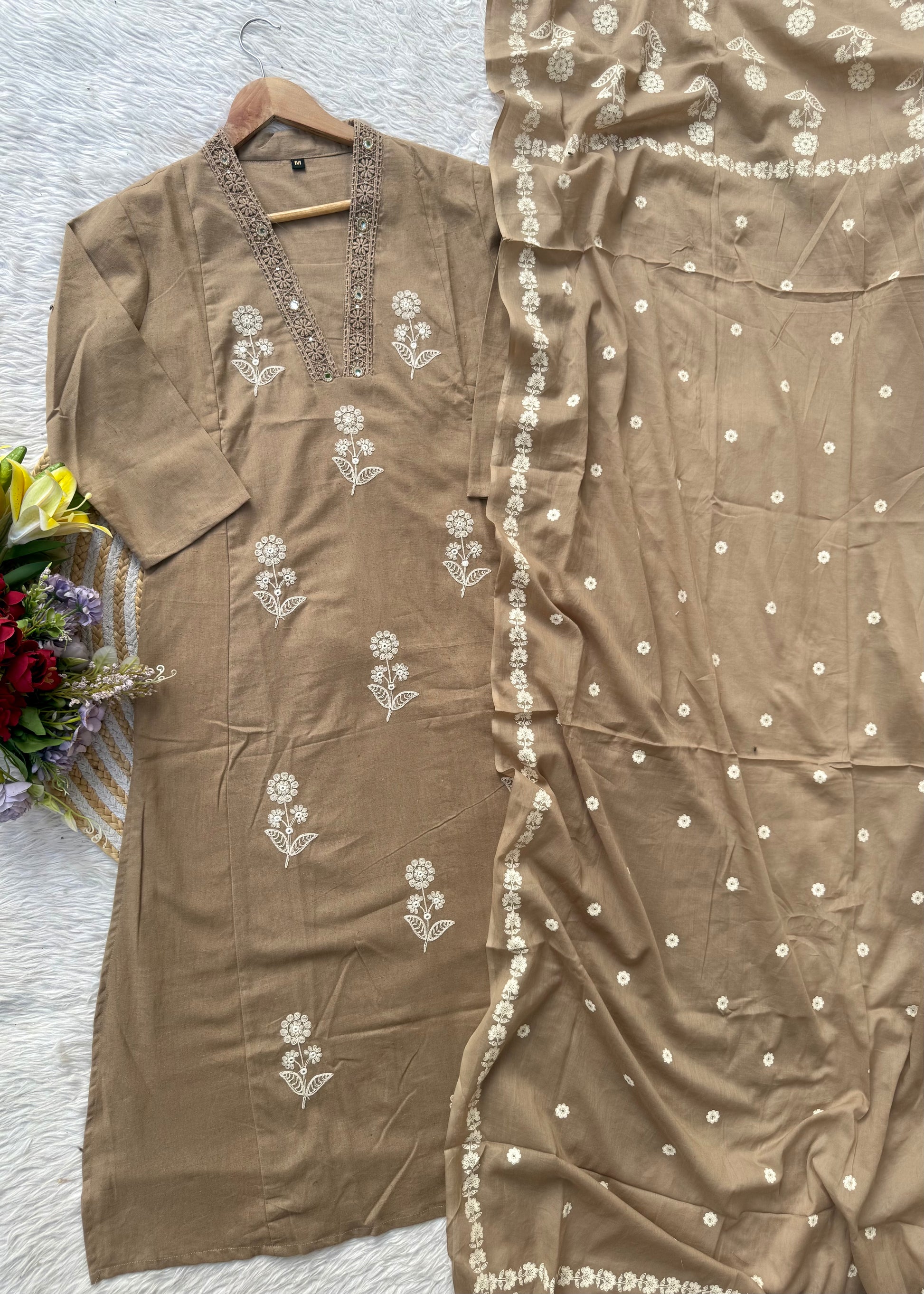 “ALICE" Premium Flex cotton embroidered work kurta set