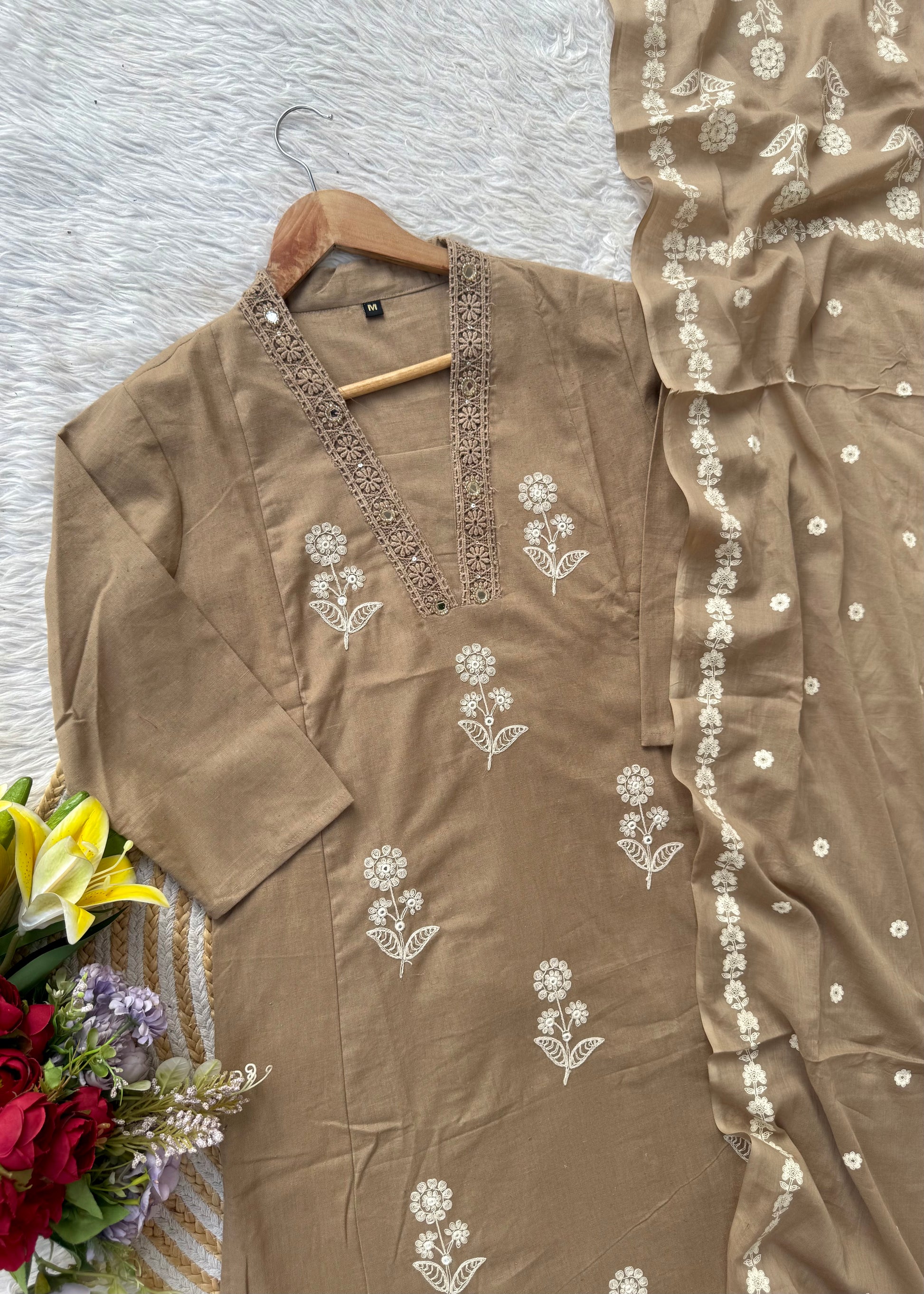 “ALICE" Premium Flex cotton embroidered work kurta set
