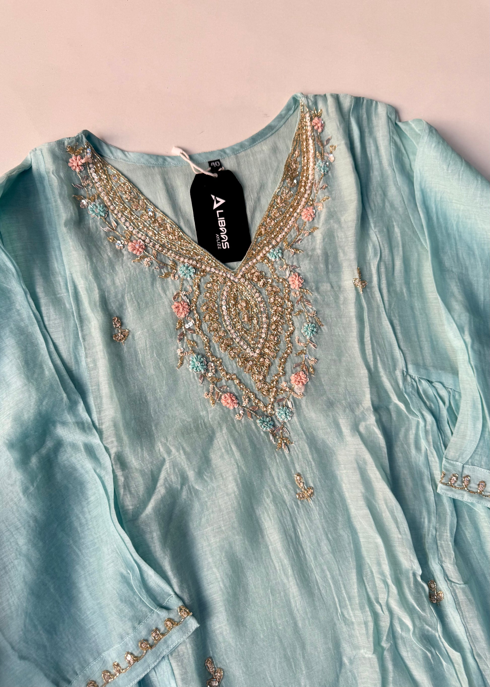 “Ziva” Pure Mul-Chanderi Party wear A Line suit set