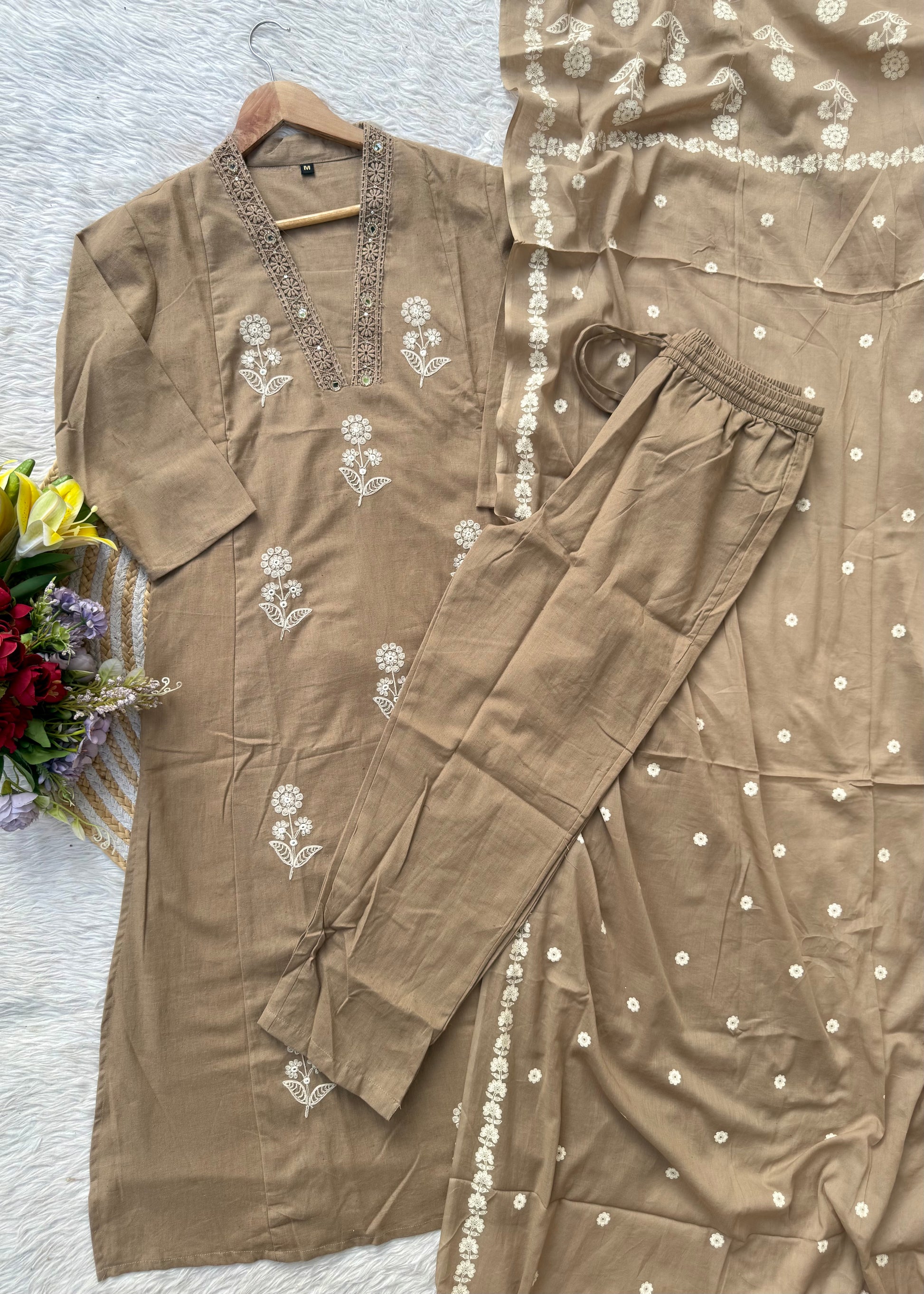 “ALICE" Premium Flex cotton embroidered work kurta set