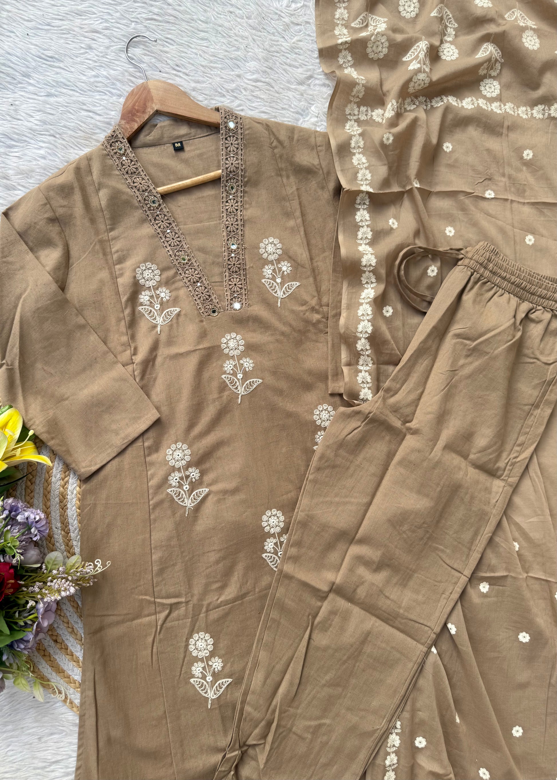 “ALICE" Premium Flex cotton embroidered work kurta set