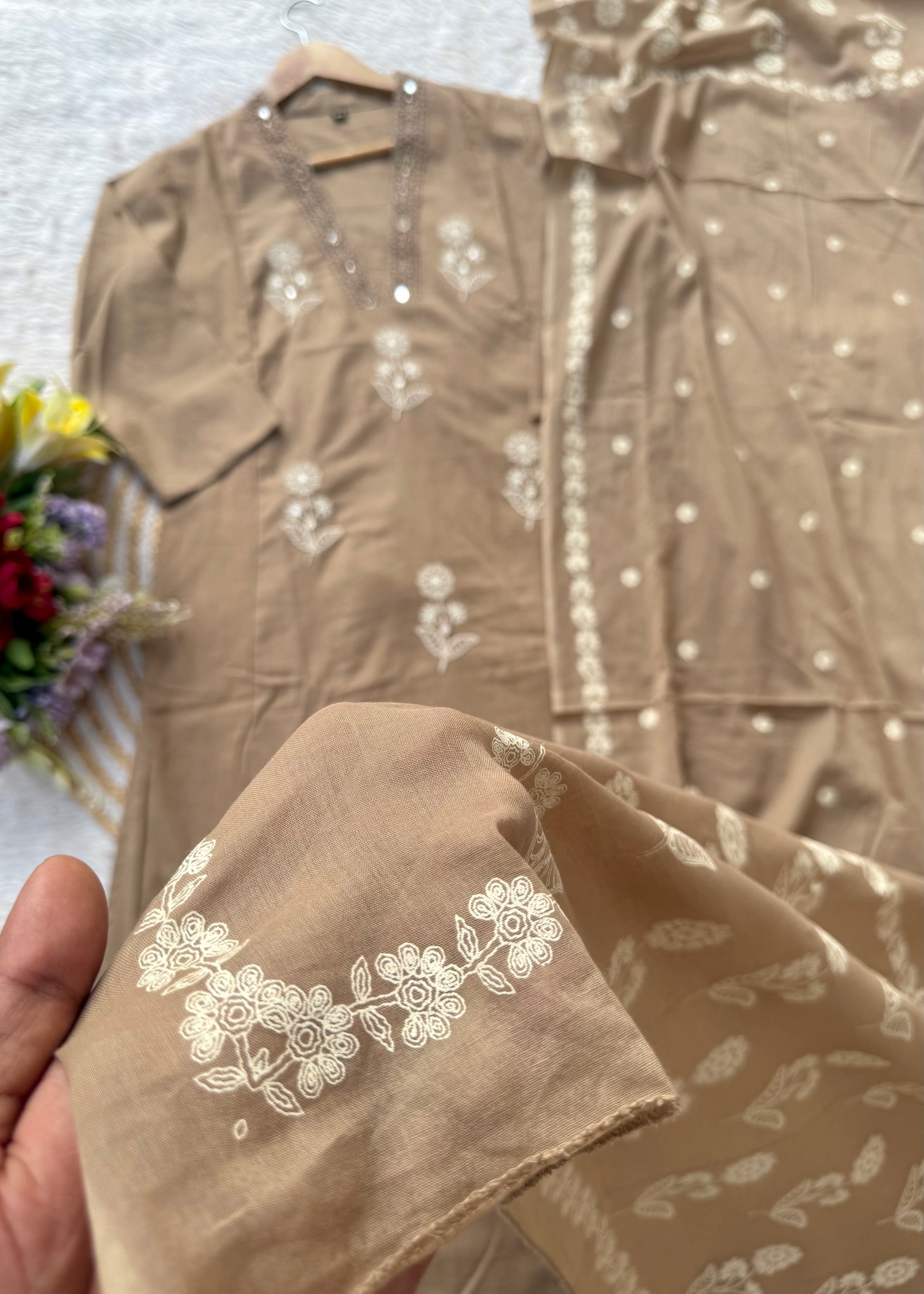 “ALICE" Premium Flex cotton embroidered work kurta set