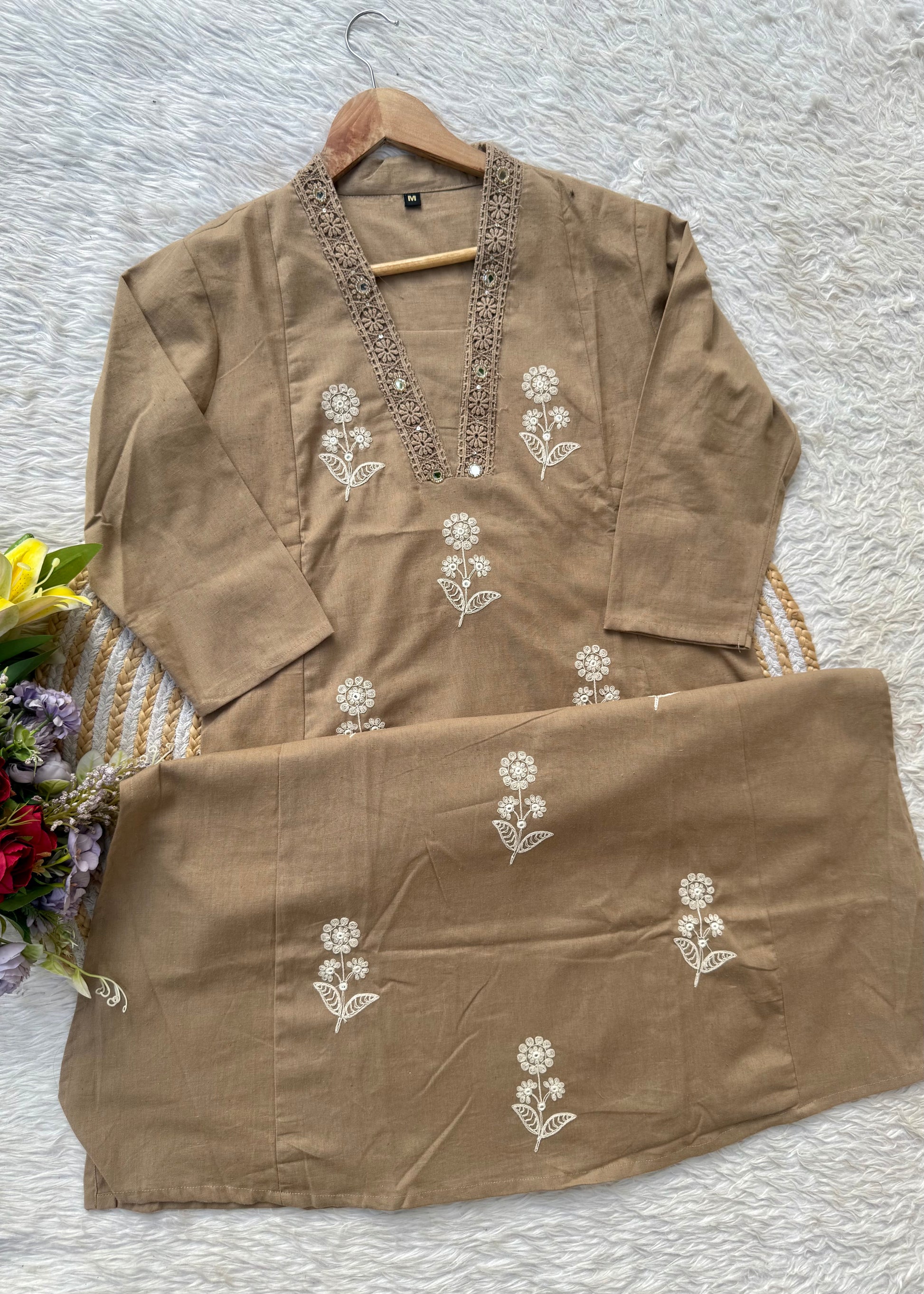 “ALICE" Premium Flex cotton embroidered work kurta set