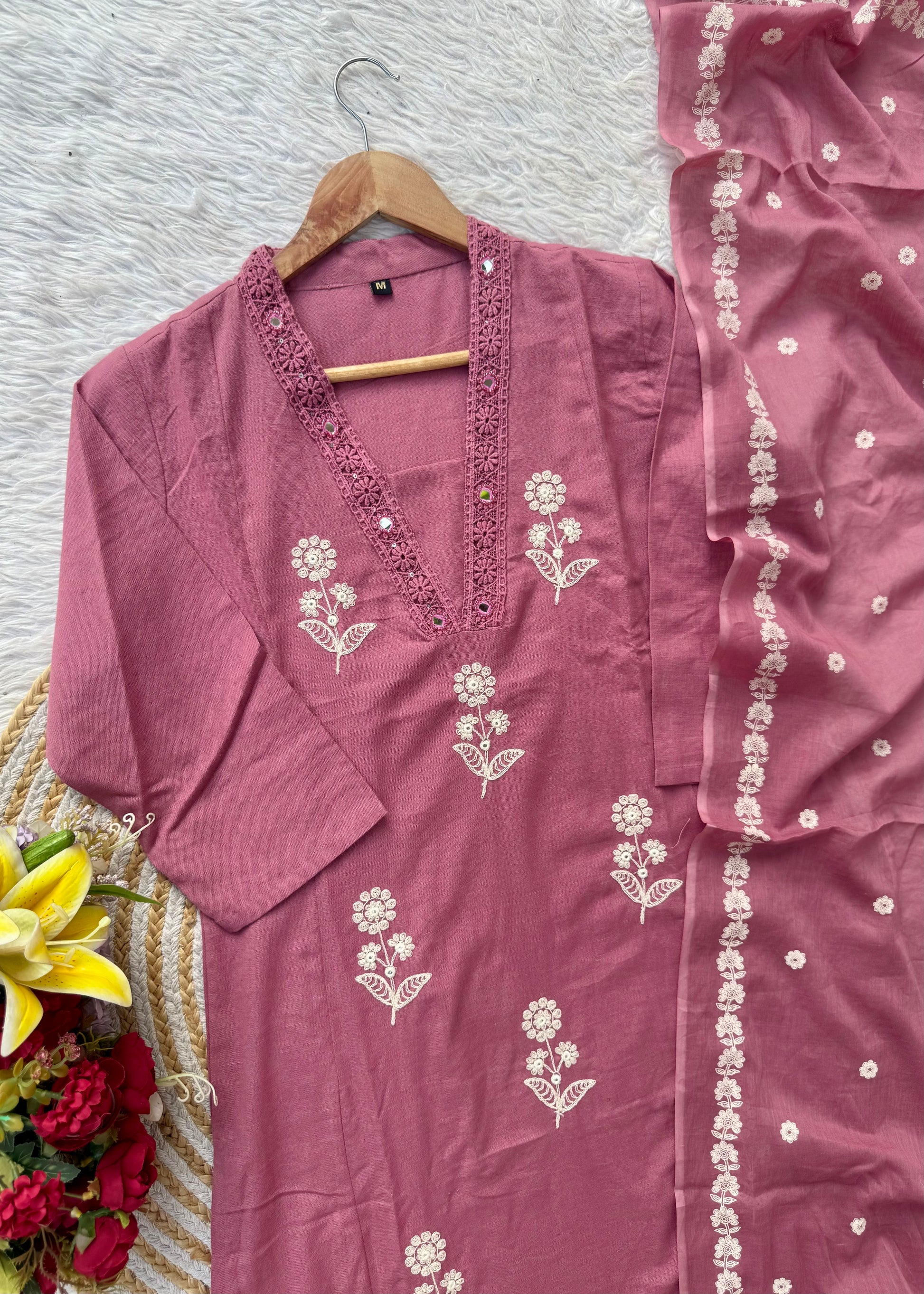 “ALICE" Premium Flex cotton embroidered work kurta set